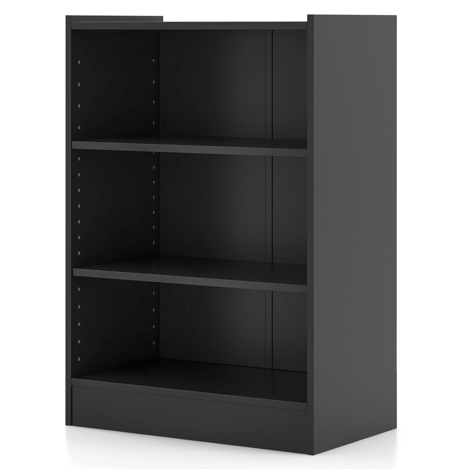 SUGIFT 3-Tier Black 29.5-in Small Bookshelf with 18-Position Adjustable Shelves and Open Display Rack