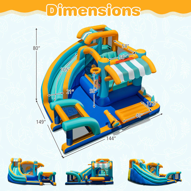 Hivvago Inflatable Water Slide Bounce House Kids Jump Castle with 735W Blower