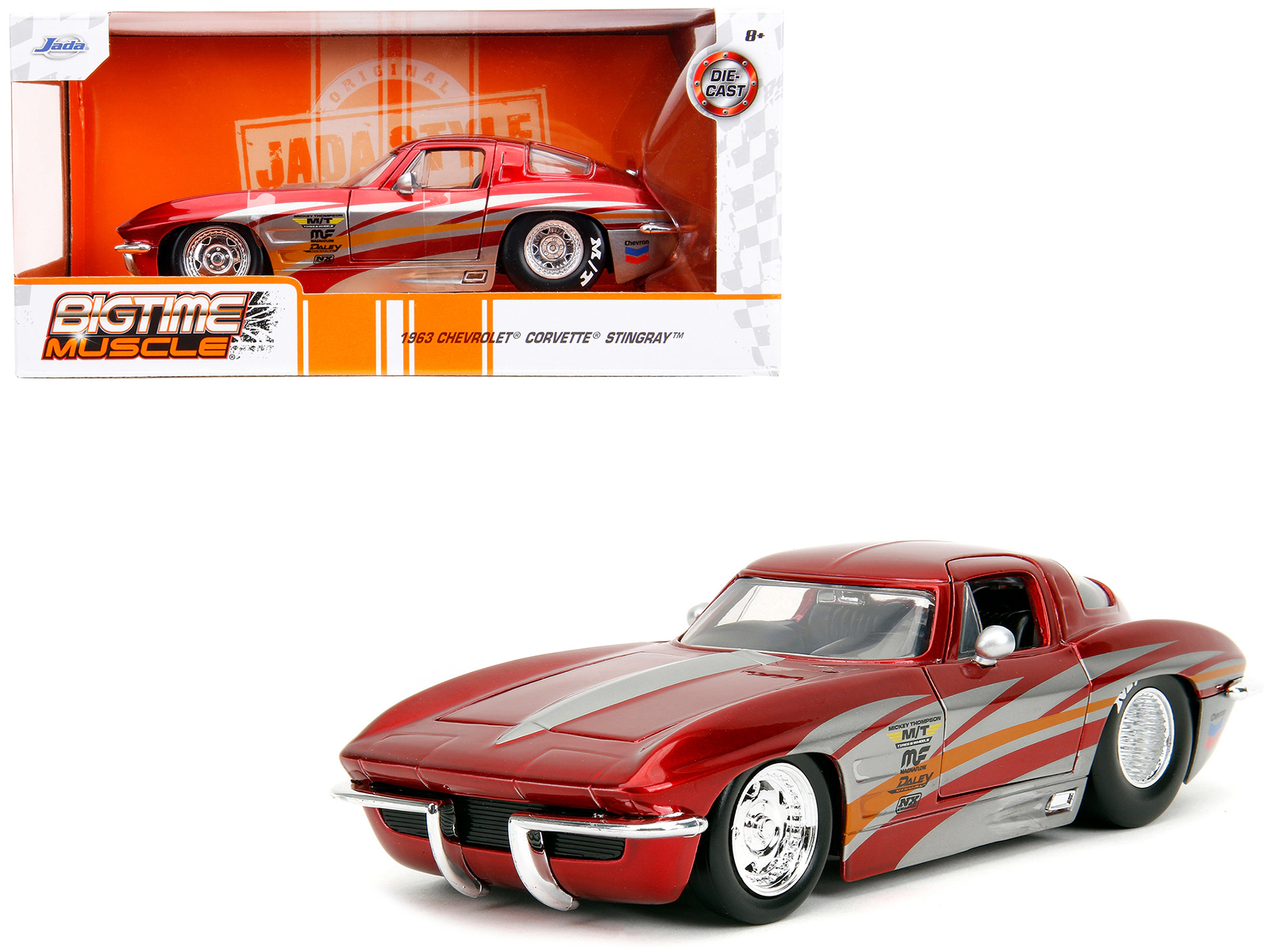 Jada 1963 Chevrolet Corvette Stingray Red Metallic with Silver Graphics "Bigtime Muscle" Series 1/24 Diecast
