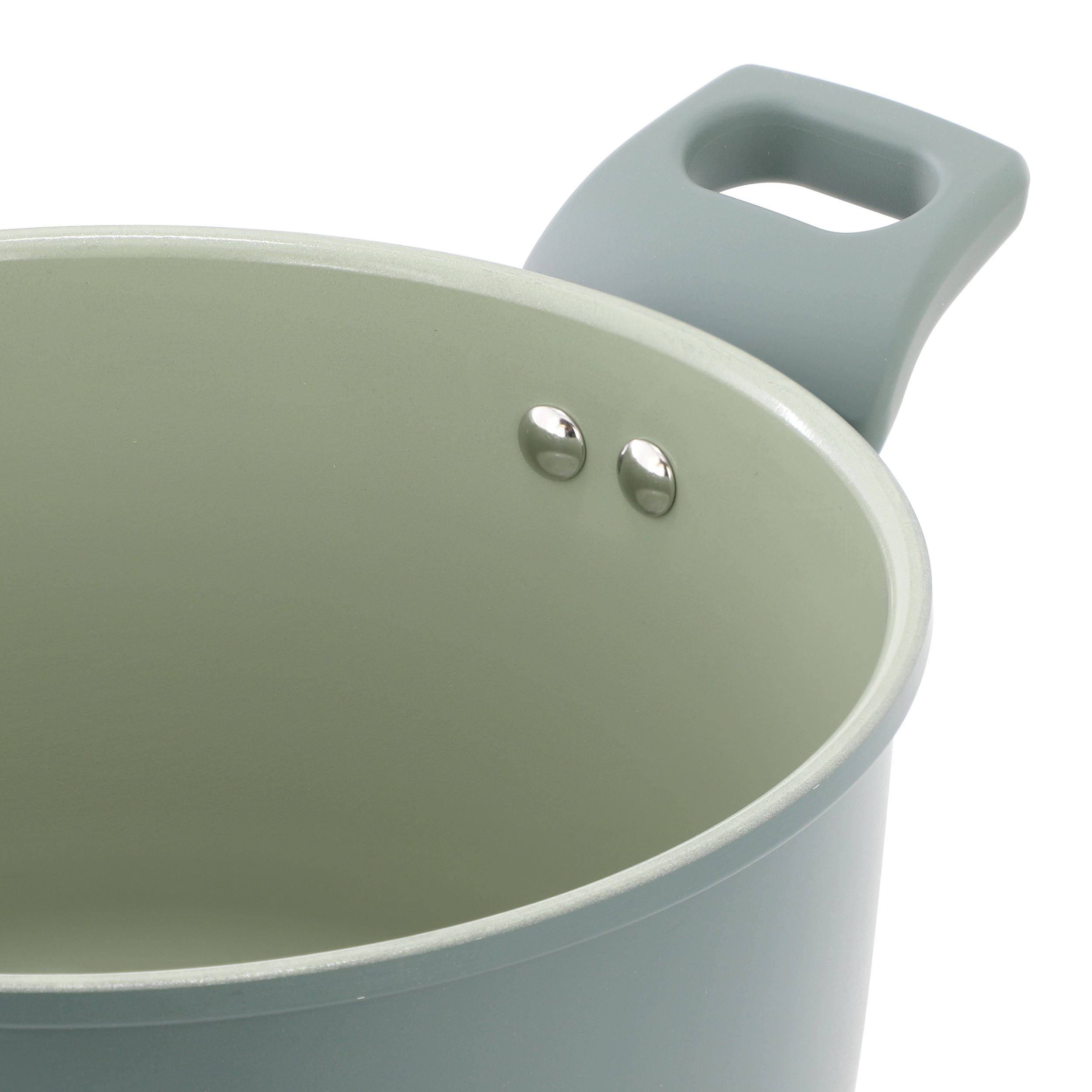Gibson Home Barnsdall 7 Piece Ceramic Nonstick Aluminum Cookware Set in Sage Green