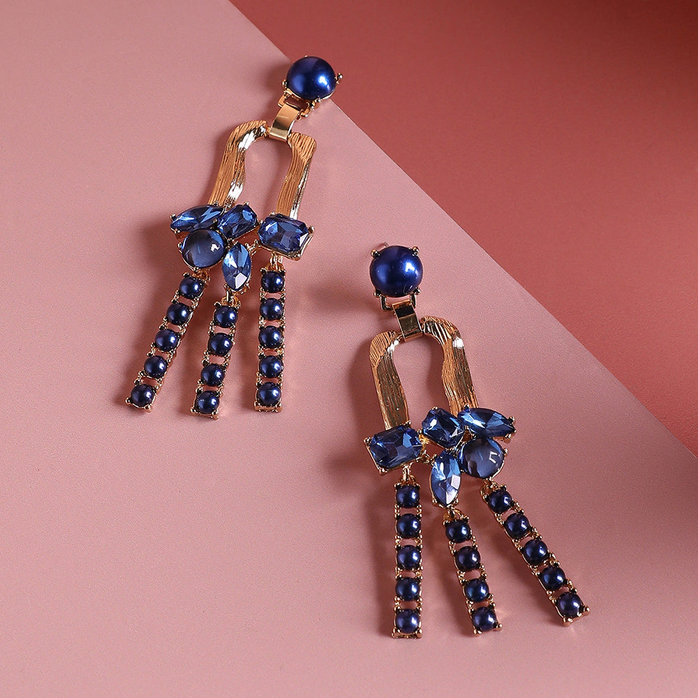 SOHI Women's Sapphire Blue Party Drop Earrings