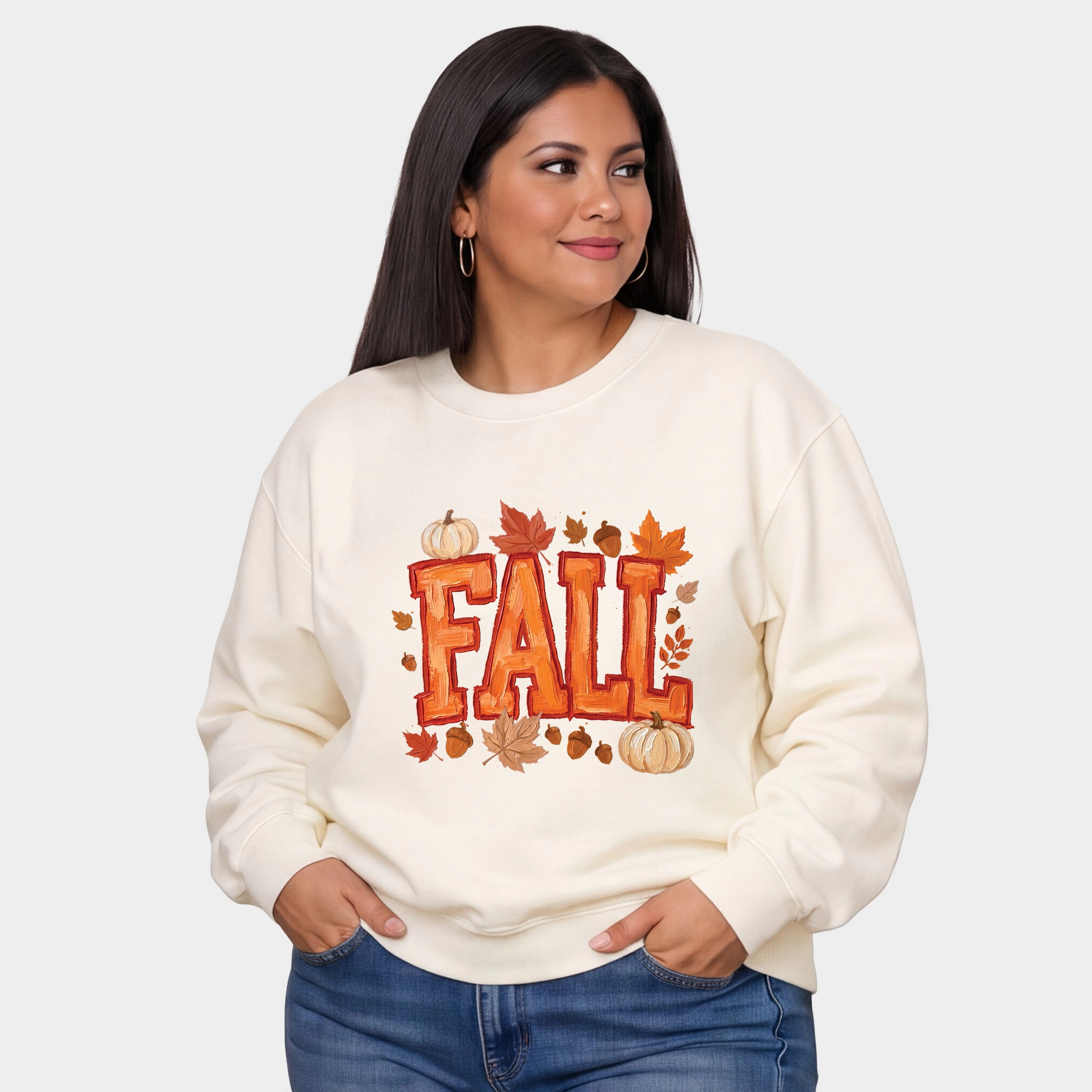 Simply Sage Market - Women's Plus Sized Graphic Sweatshirt Fall Block Painted