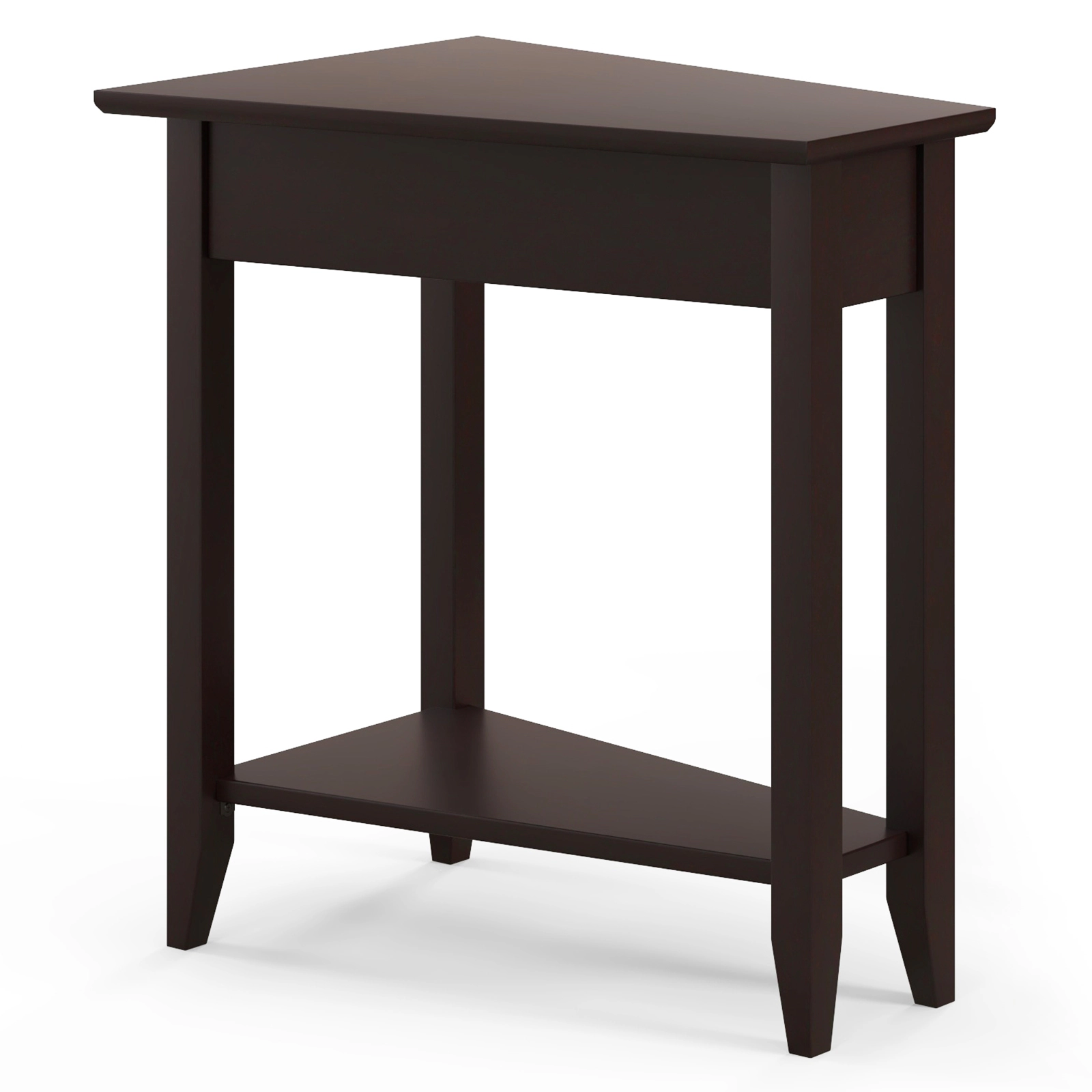 Hivvago Narrow Corner Side Table with Dual Shelves and Wooden Base