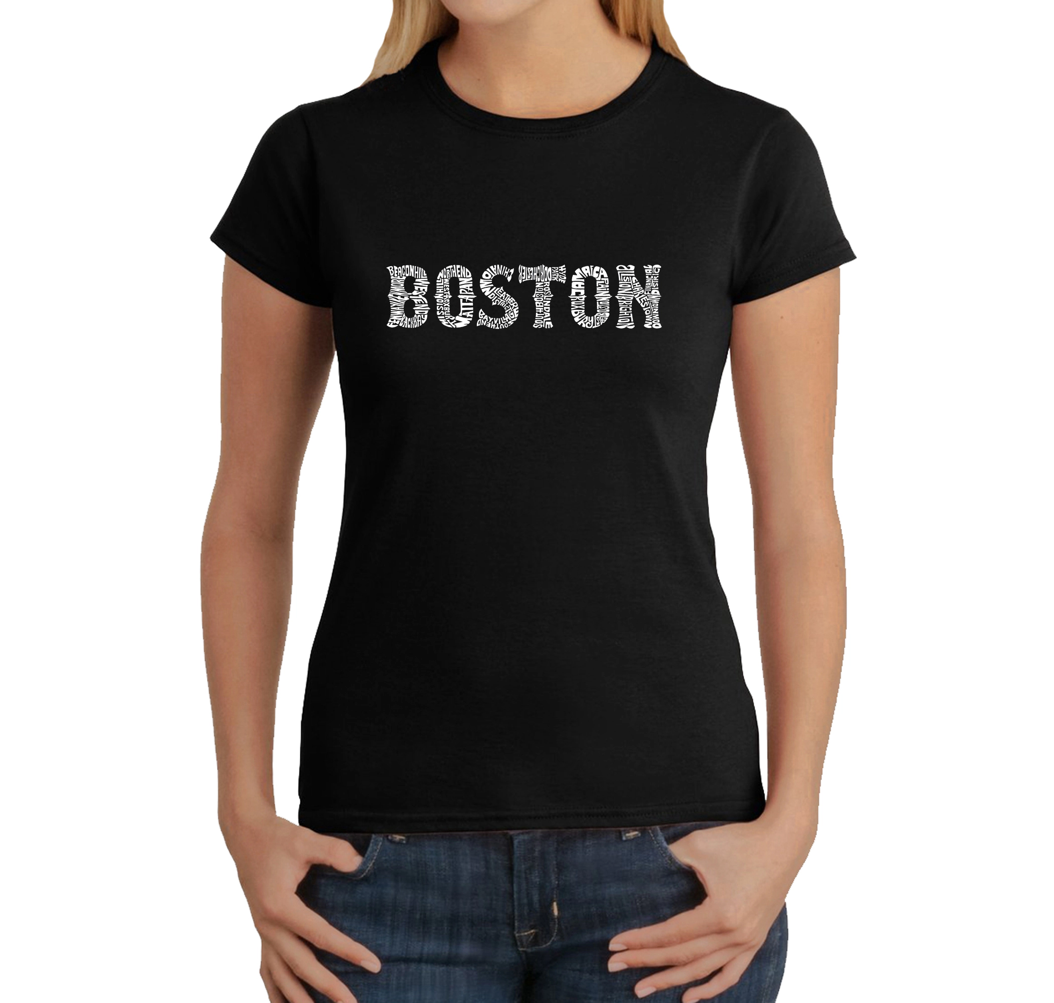 LA Pop Art Women's Word T-Shirt - Boston Neighborhoods