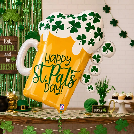 LoonBalloon 27-Inch St. Patrick's Day Beer Mug Balloon, Gold, Color ...