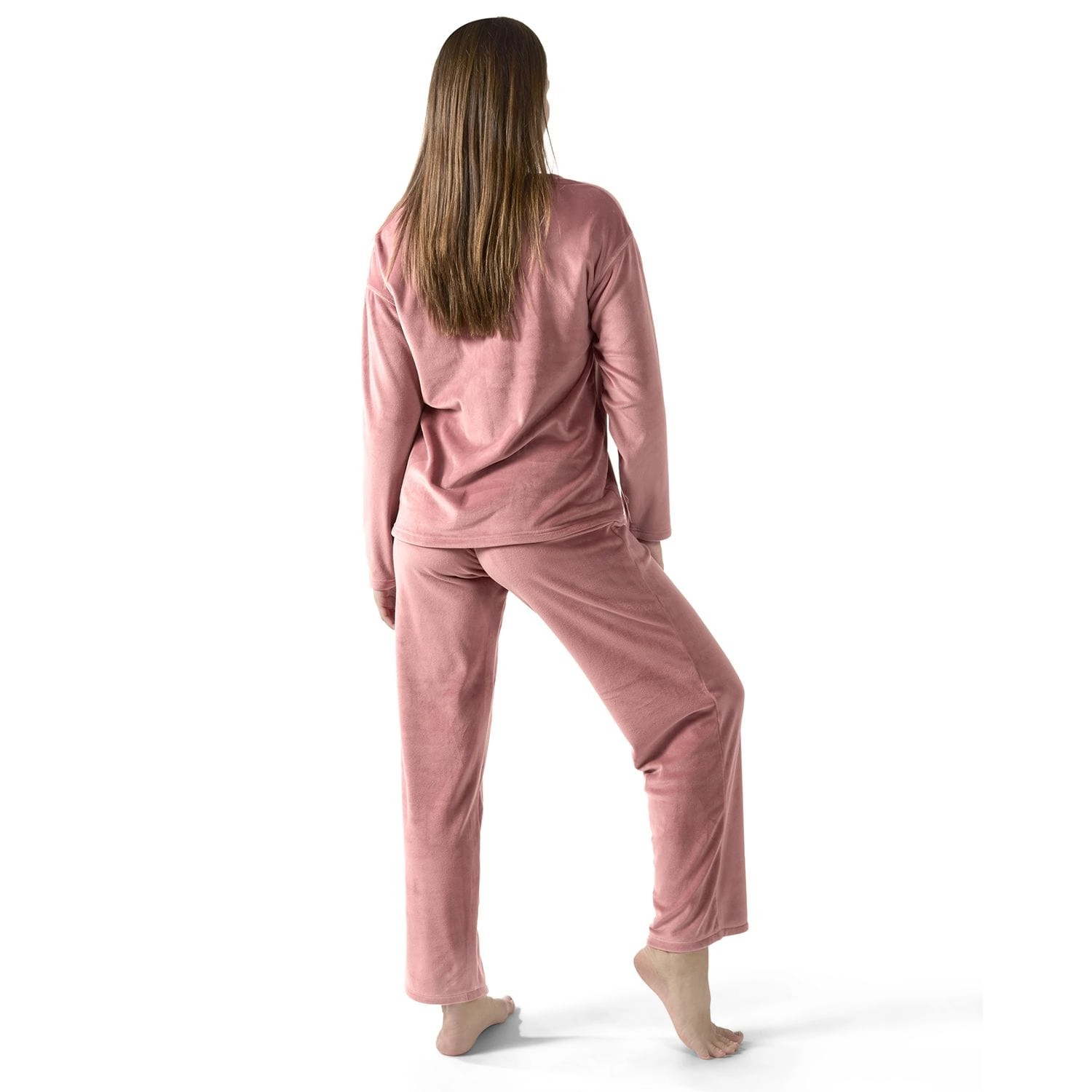 MeMoi Women's 2 Piece Velour V-Neck Sweatshirt Lounge Set