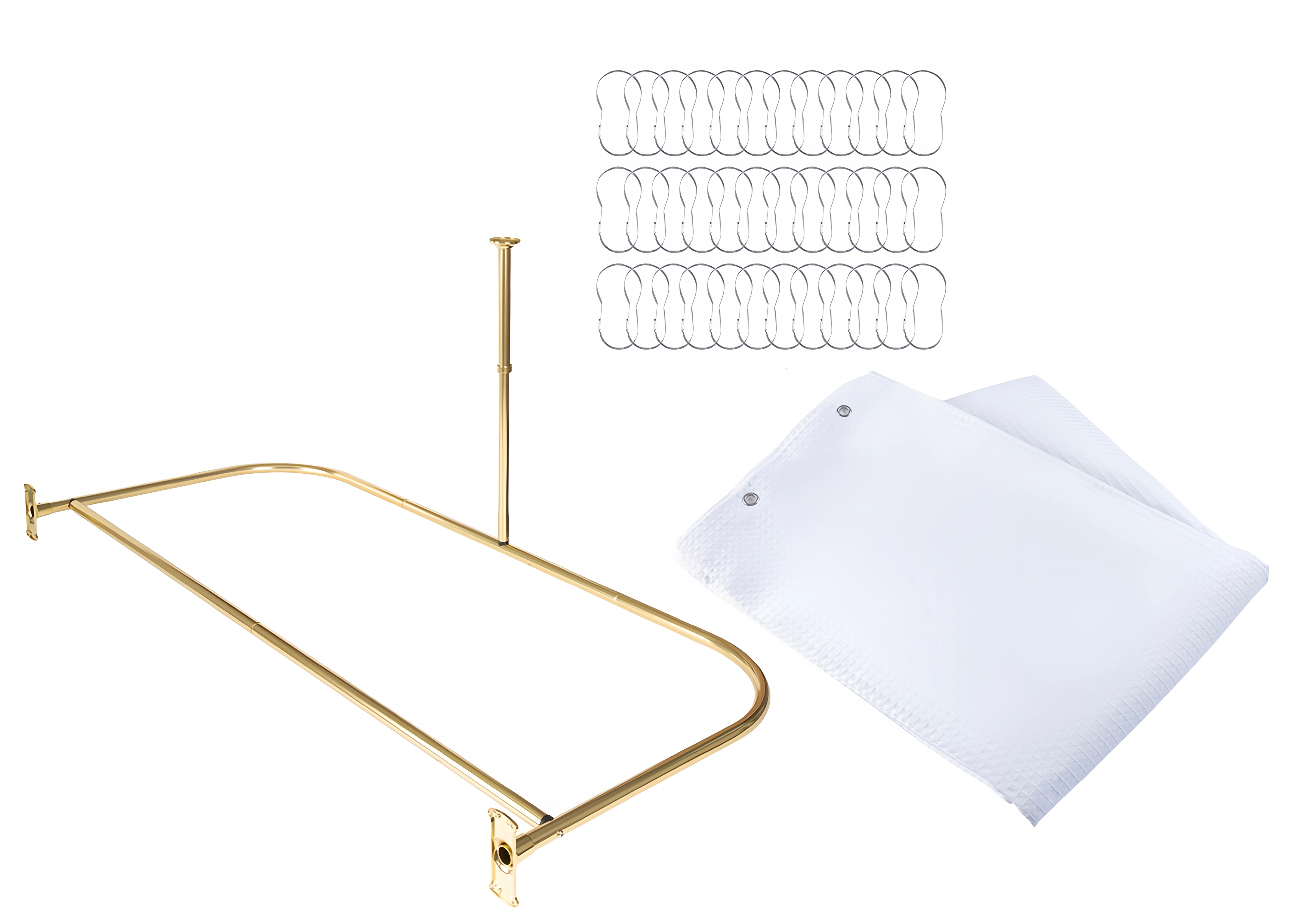 Utopia Alley D-Shaped Shower Rod with Ceiling Support, 28-68" Large Space Rod, Curtain 180x70 inch