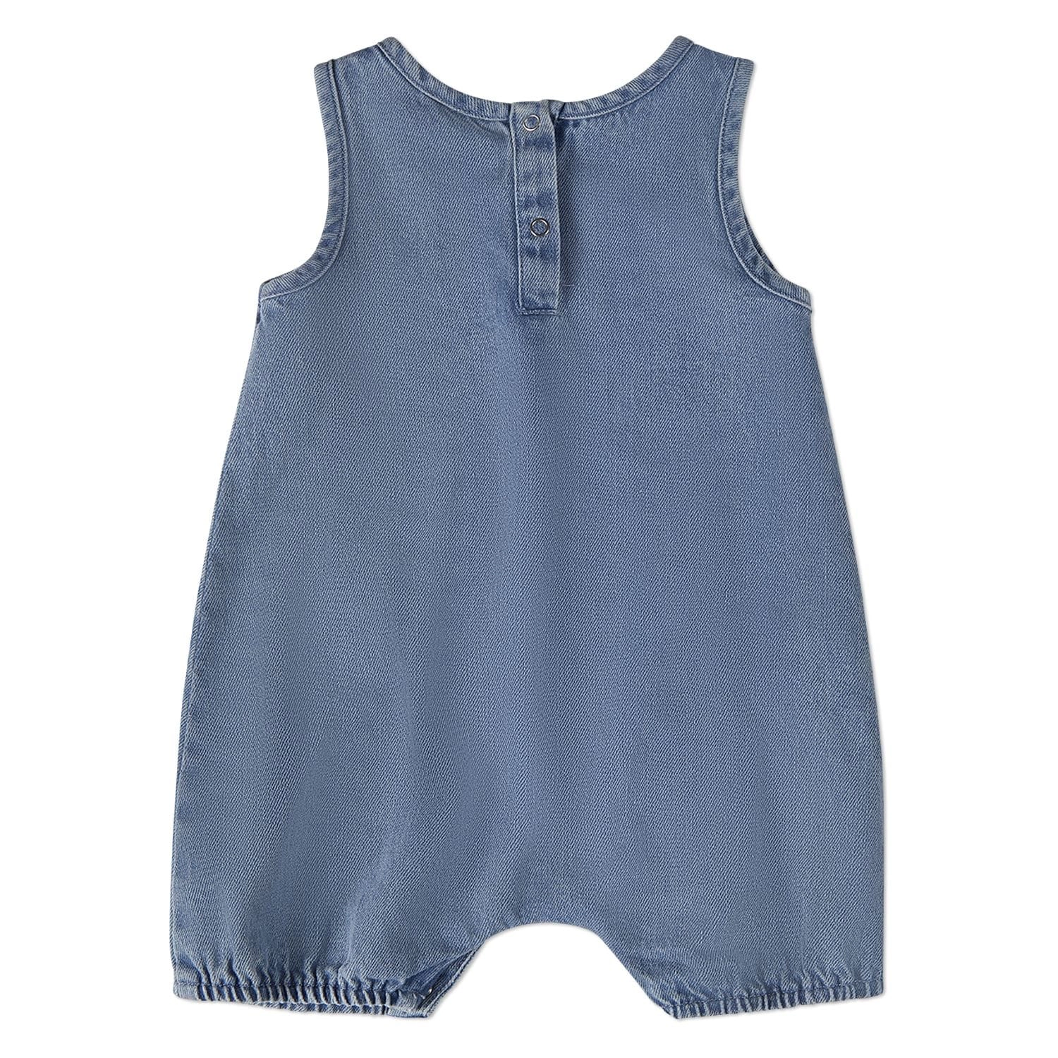 Memoi Baby and Toddler Boys "Petit Etoile" Cotton Denim Shorts-Style Romper
