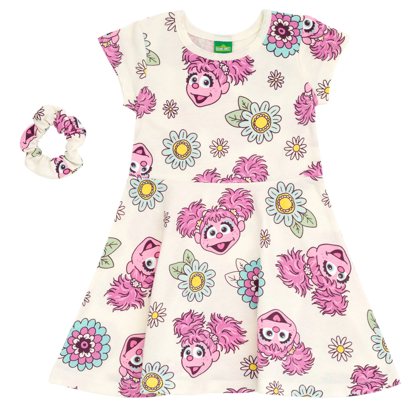 Sesame Street Girls' 2-Piece Skater Dress and Scrunchie Set
