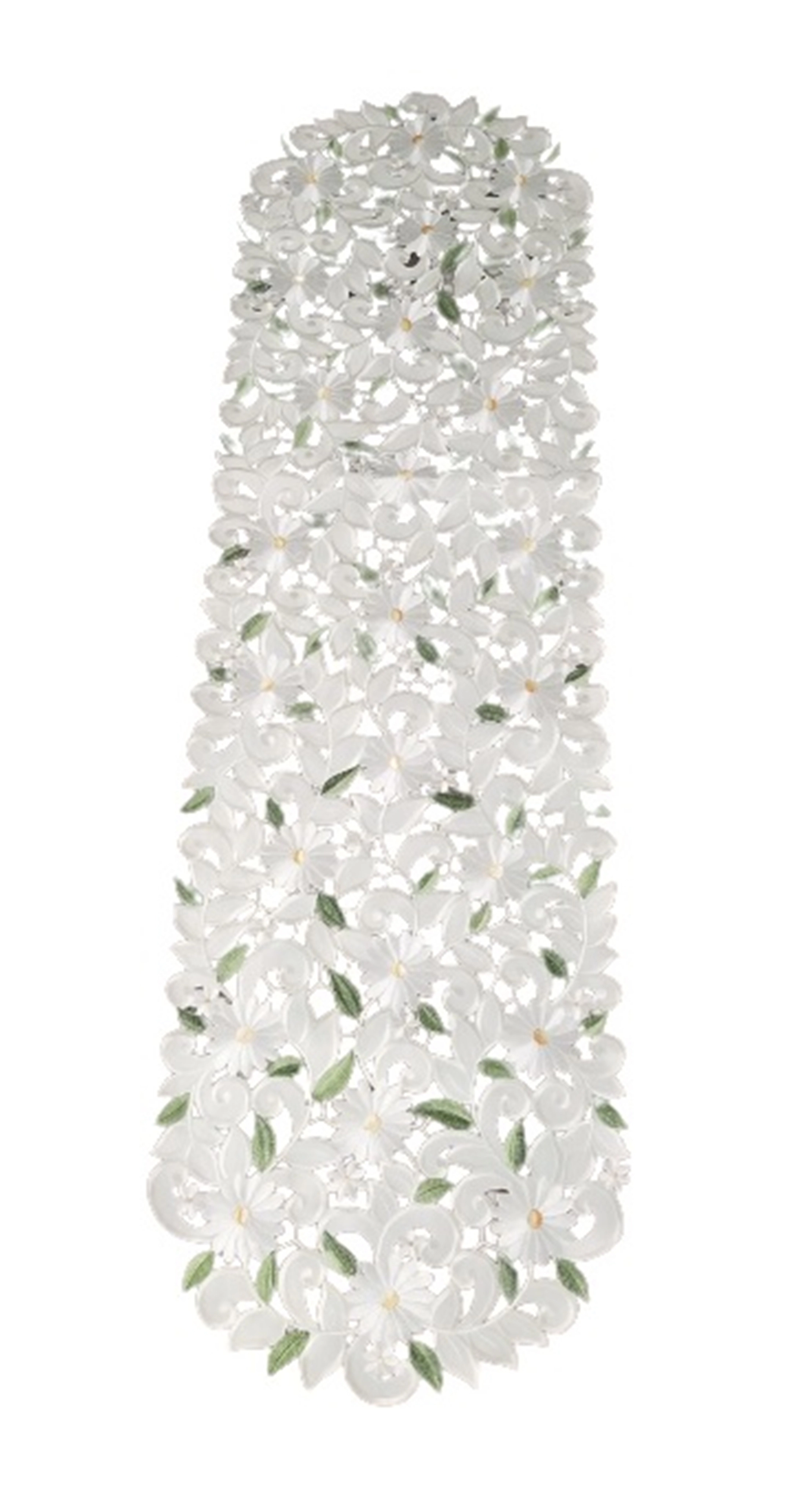 Jiallo Margarita Embroidered Cutwork Rectangular Table Runner, 12 by 45 inch