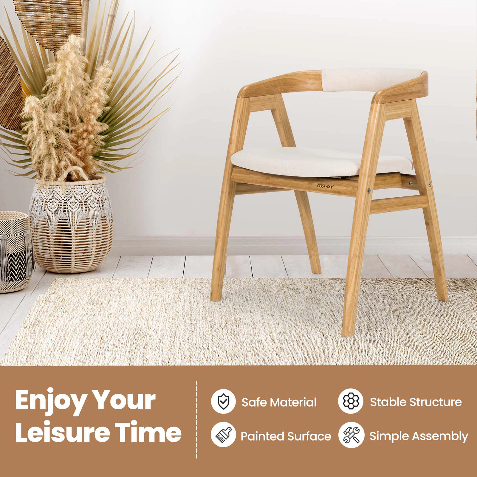 SlickBlue Modern Wicker Dining Chair with Padded Seat & Armrests