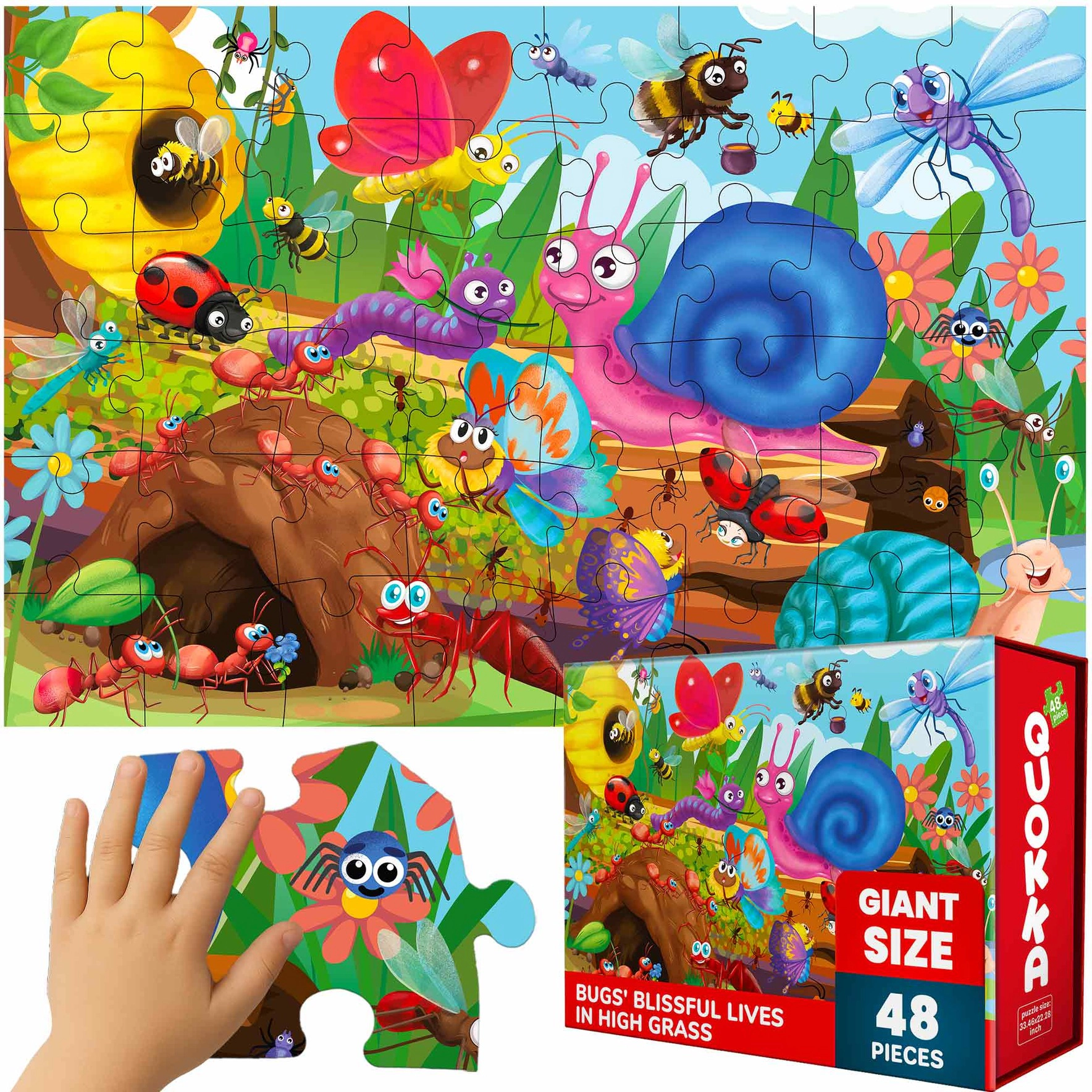 QUOKKA 2x3 FT Giant Floor Jigsaw Puzzle, Interactive Learning Activity for Kids Ages 4-6