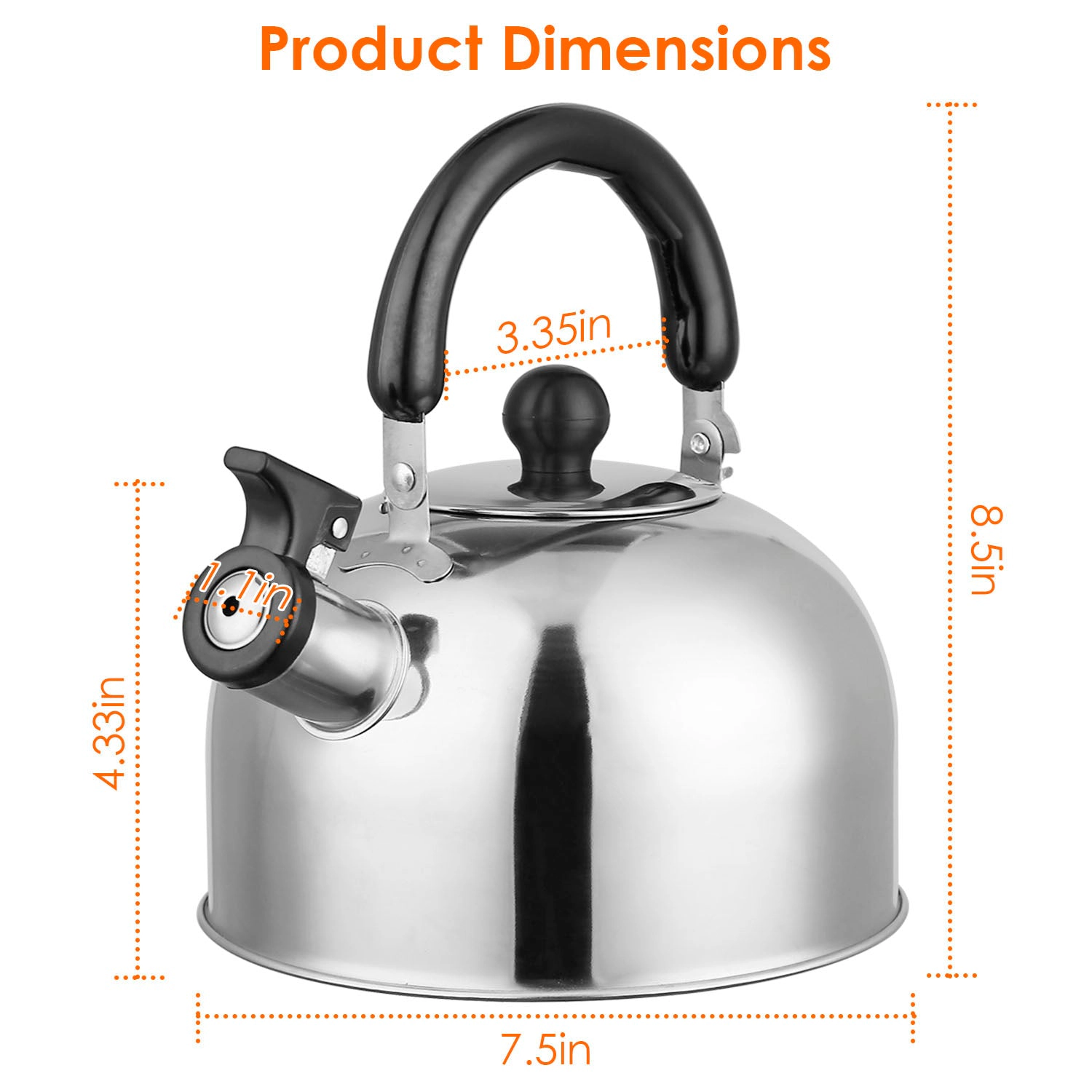GBruno Stainless Steel Whistling Tea Kettle