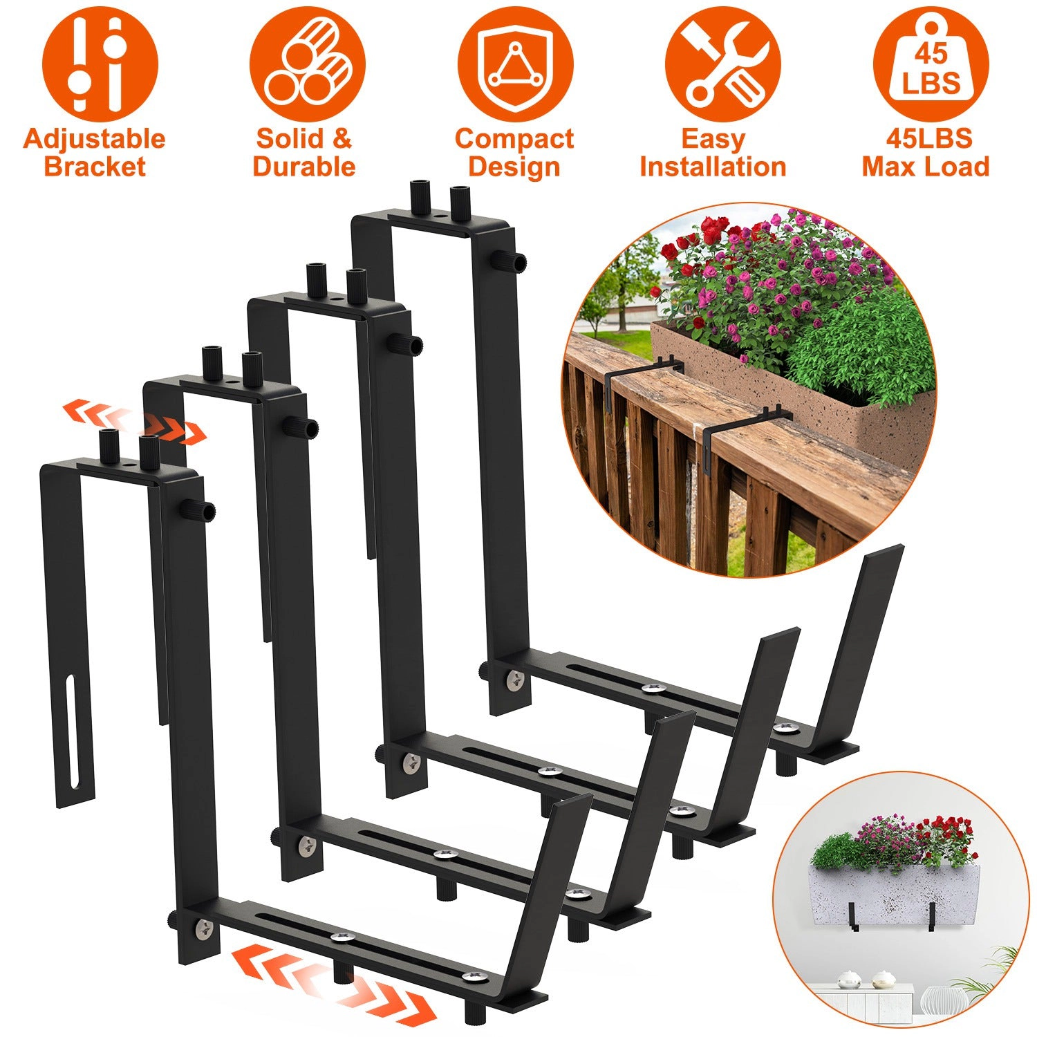 GBruno 4 Pcs Adjustable Planter Box Brackets