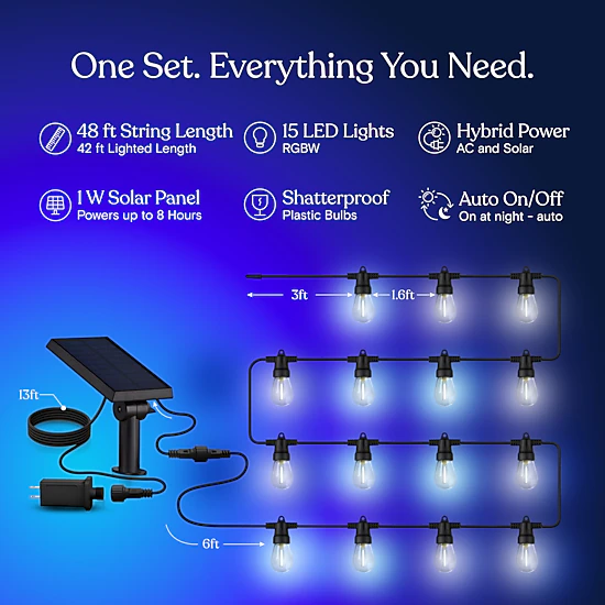Brightech Ambience Hybrid Solar and Plug In Color Changing LED String ...