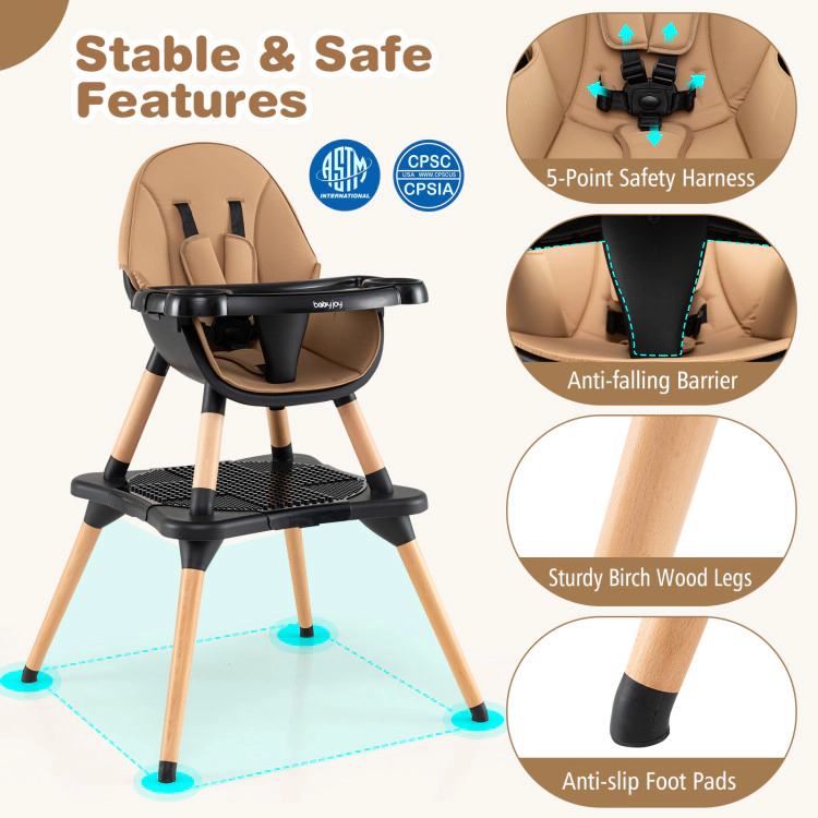 Hivvago 6 in 1 High Chair for Babies and Toddlers Ages 6-36 Months