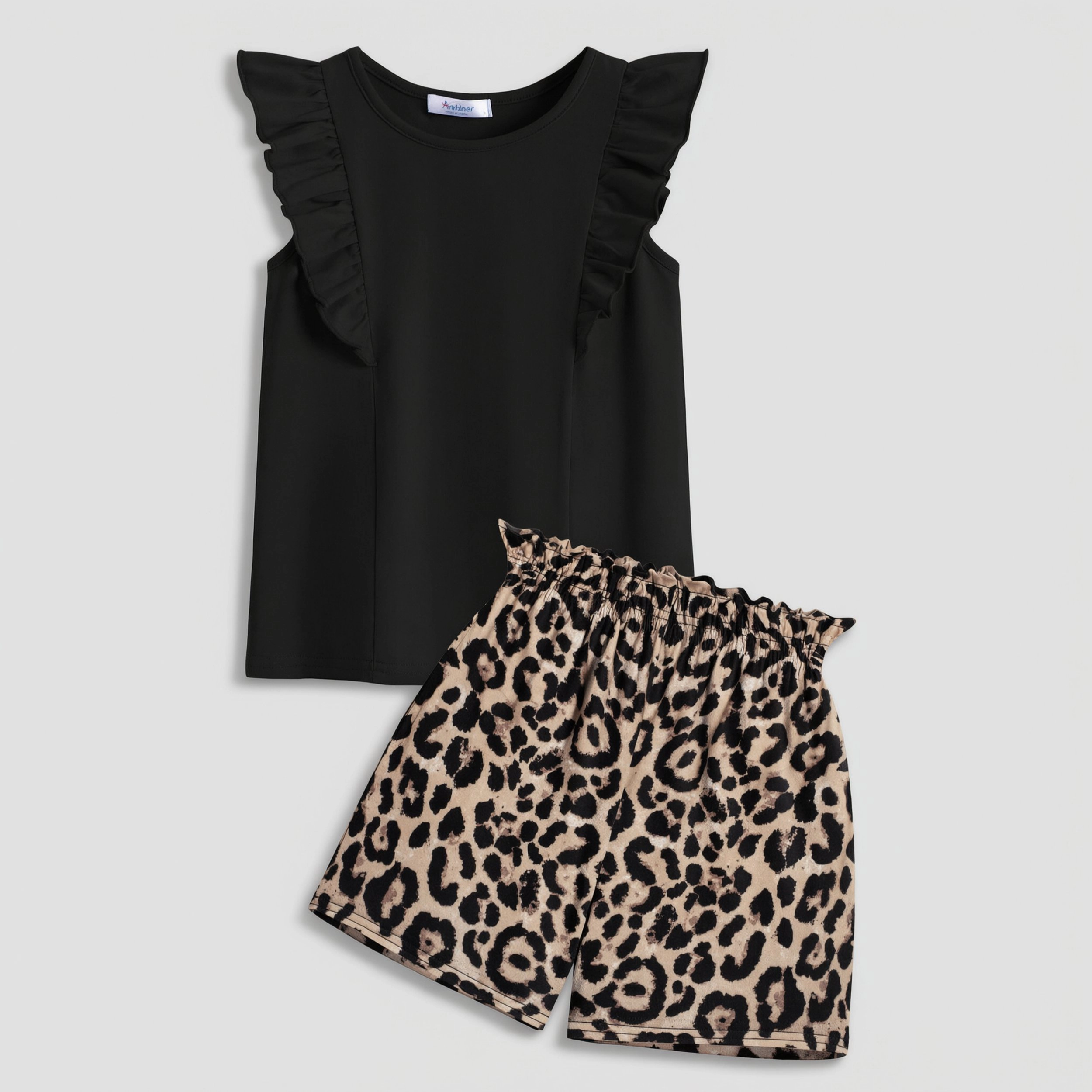 Arshiner Girls Two Piece Outfits Summer Clothes Ruffle Sleeveless Tops And Casual Short Sets