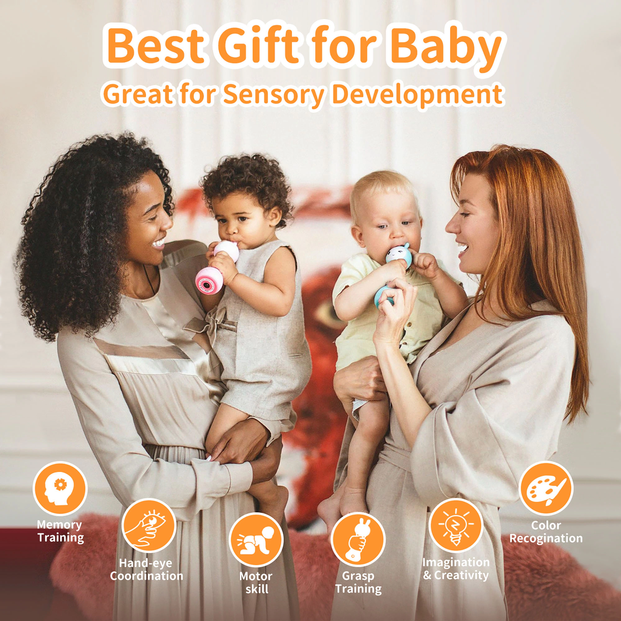 Alilo Smarty Bunny Interactive Baby Rattle with Color Recognition, Music, Lights & Teething Ears