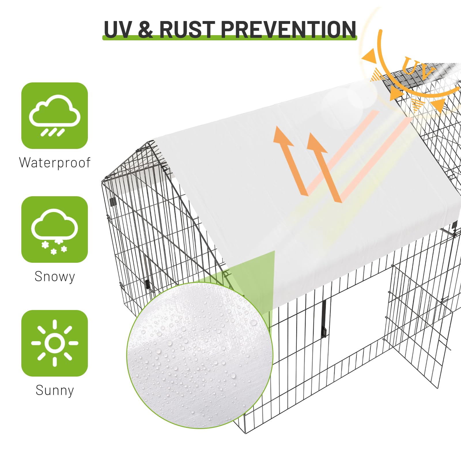 Walk-In Poultry Chicken Coop, Portable Metal Rabbit Habitat Cage with Waterproof Protective Cover