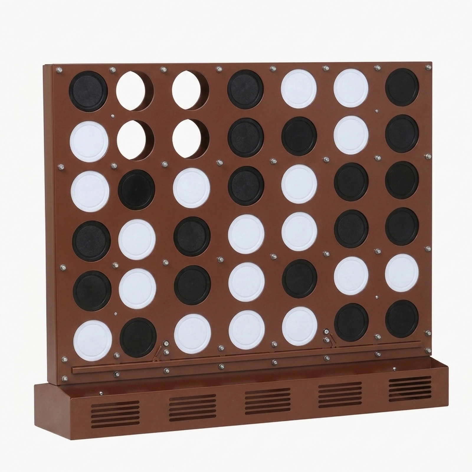 SUGIFT Walnut Wall Mounted Metal Connect 4 Game with Acrylic Discs and Quick Release Reset 28.5-in W 23-in H