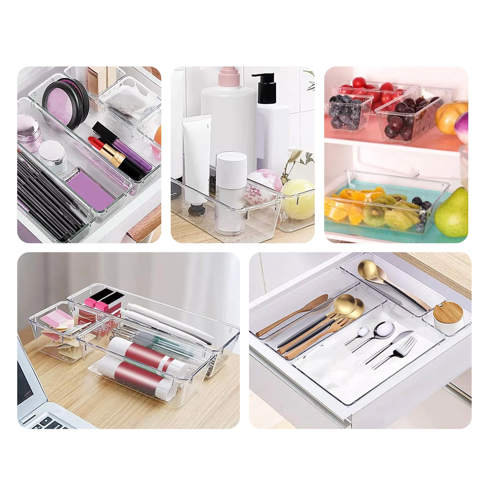 Cheer Collection 25 Piece Clear Plastic Drawer Organizer Set for Makeup, Office