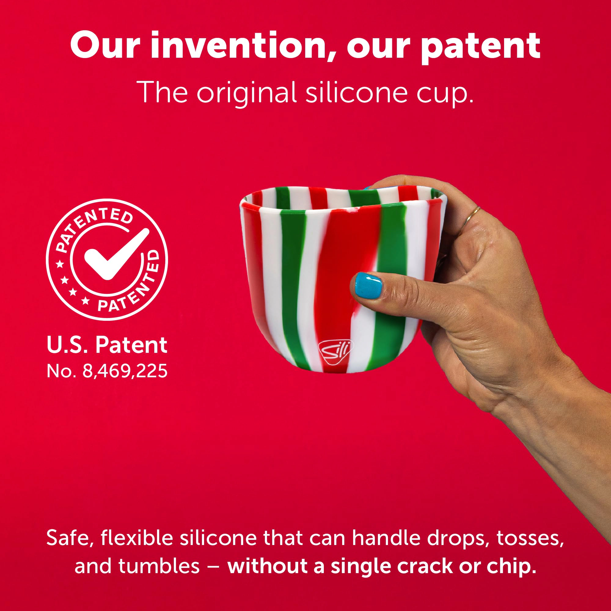 Silipint Silicone 12 oz Candy Cane Collection Wine Tumbler