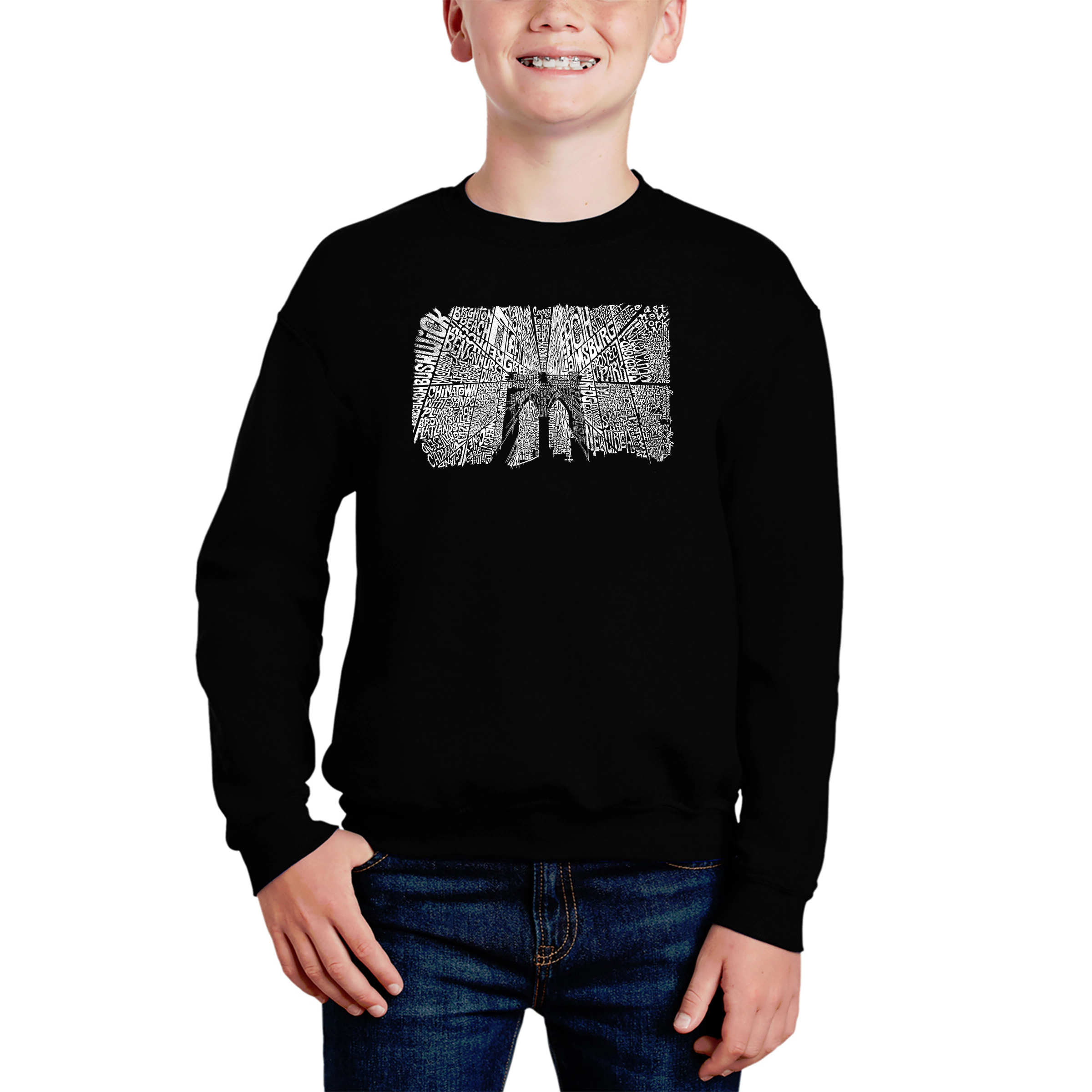 LA Pop Art Boy's Word Sweatshirt - Brooklyn Bridge