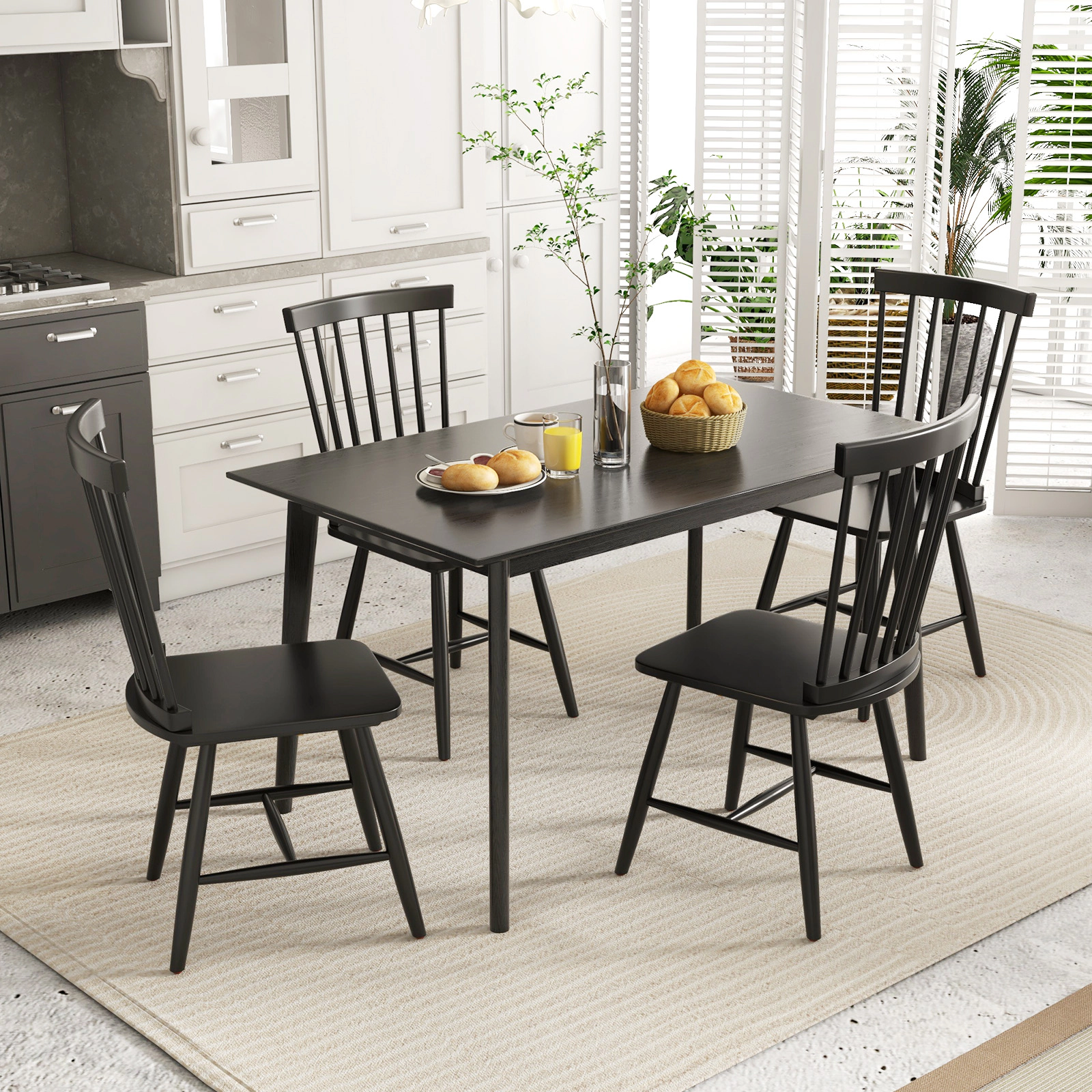 LJG Set of 2 Windsor Dining Chairs with High Spindle Back