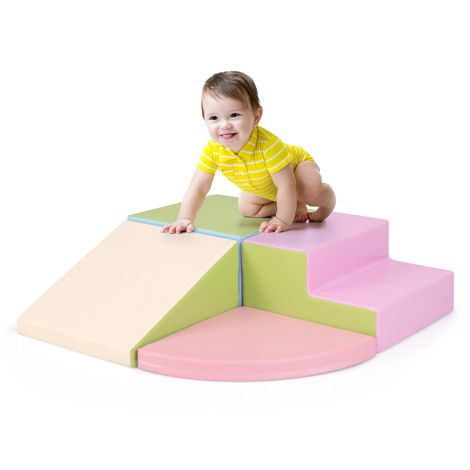 LJG 4-Piece Climb and Crawl Foam Block Play Set for Infant Baby