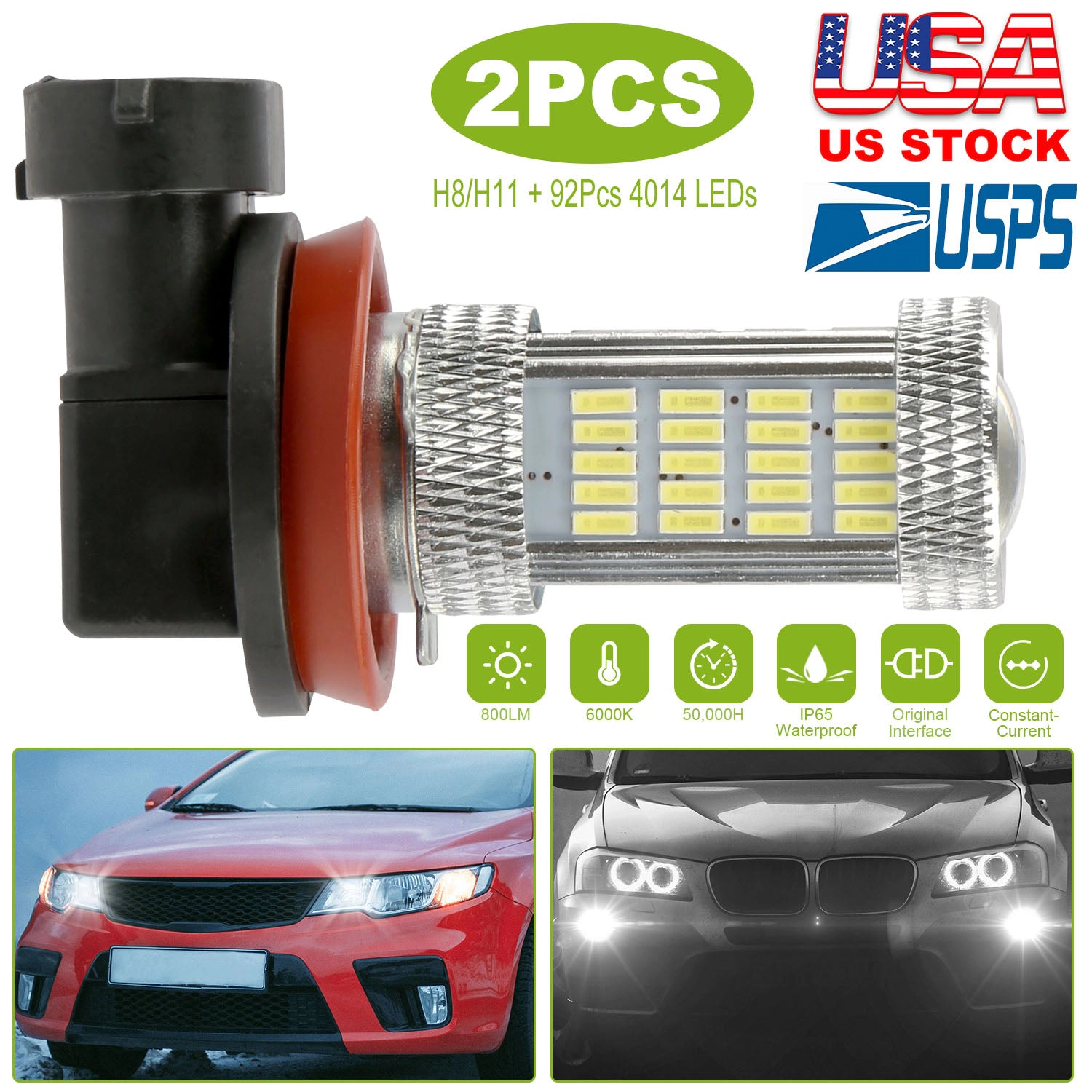 GBruno 2-Piece H8/H9/H11 LED Fog Light Bulbs