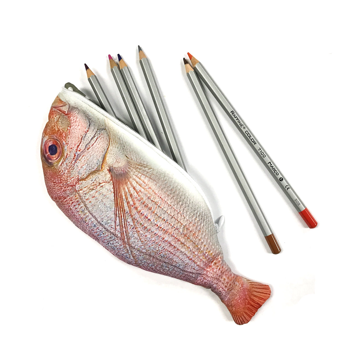 Wrapables Fish-Shaped Zipper Pencil Pouch, Pink Fish