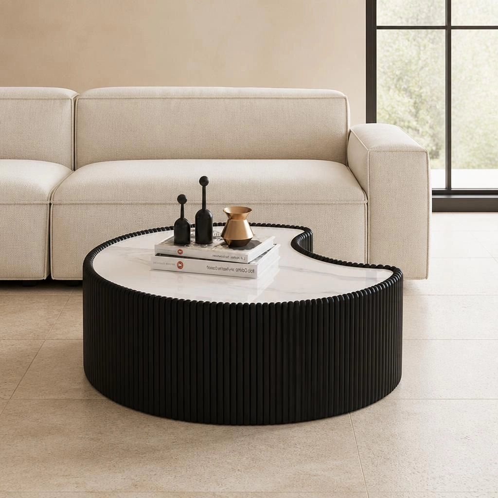 GOODSILO Sintered Stone Top Upholstered Coffee Table