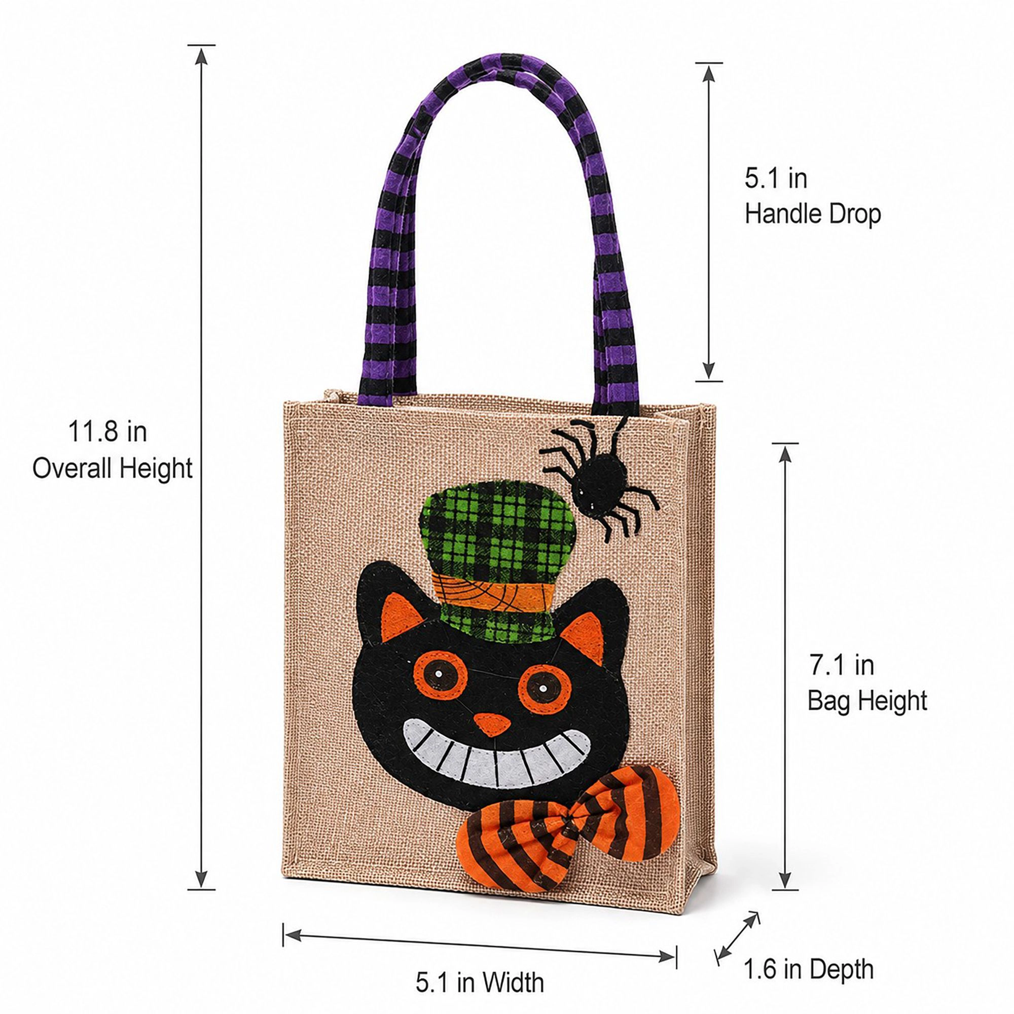 Alilang Halloween Burlap Character Applique Trick or Treat Tote Bag