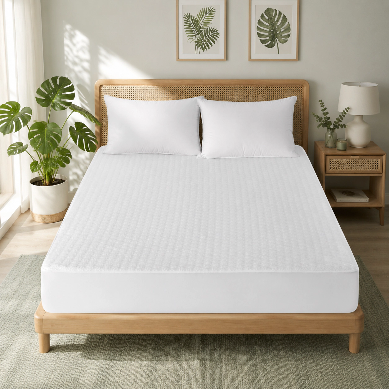 PEACE NEST Cooling Waterproof Mattress Protector with Ice Silk Top Layer and Machine Washable Design
