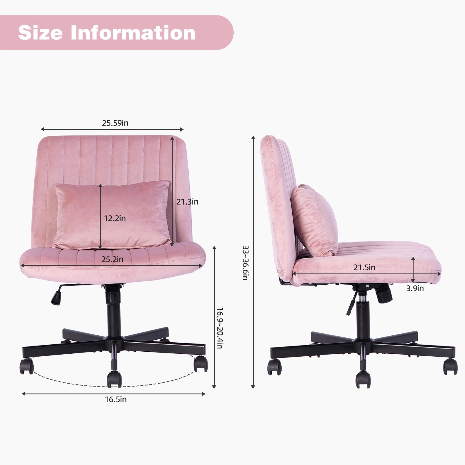 Platinum-Level Office Chairs Light Pink Velvet Swivel Office Chair with Cushioned Comfort