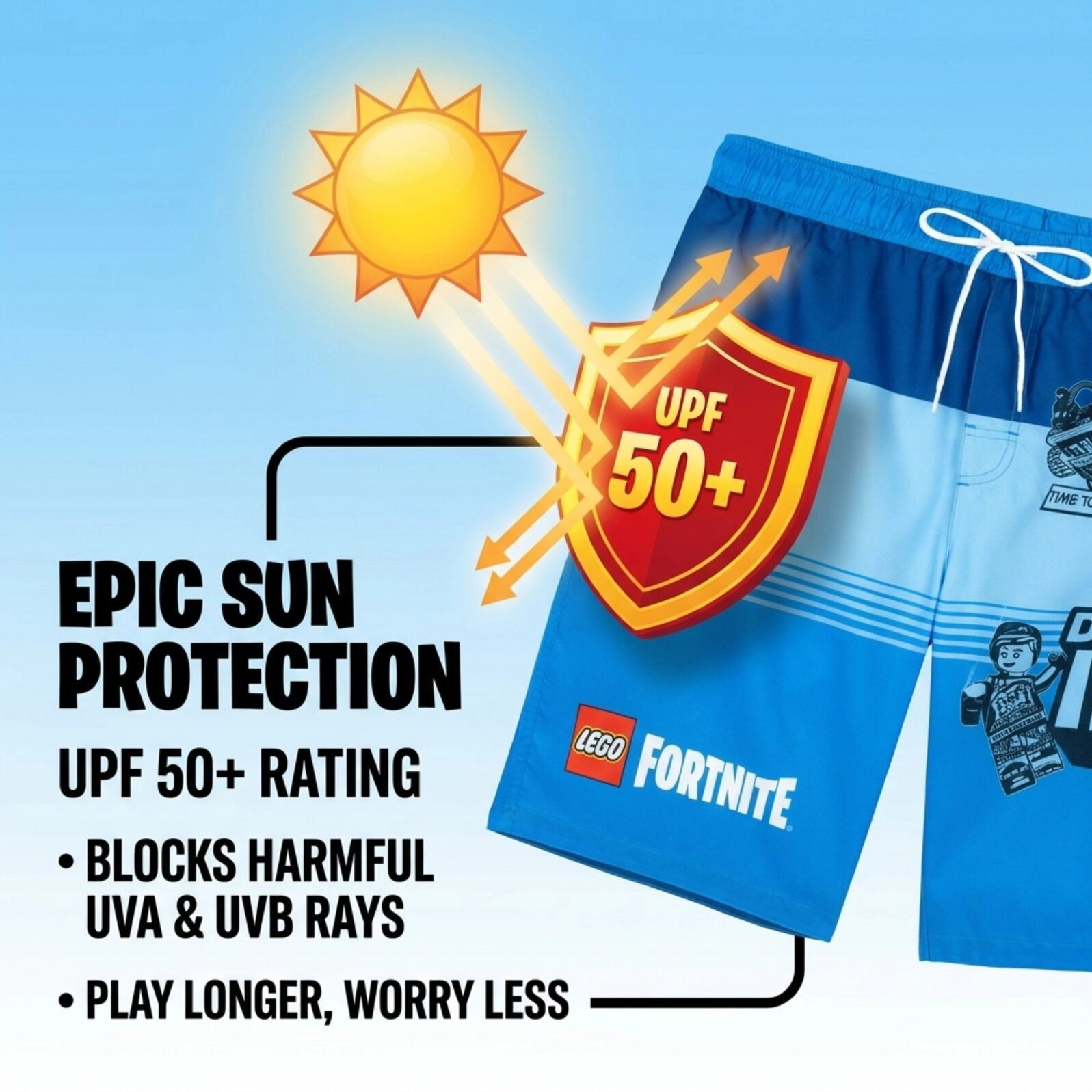LEGO Fortnite Men's UPF 50+ Swim Trunks
