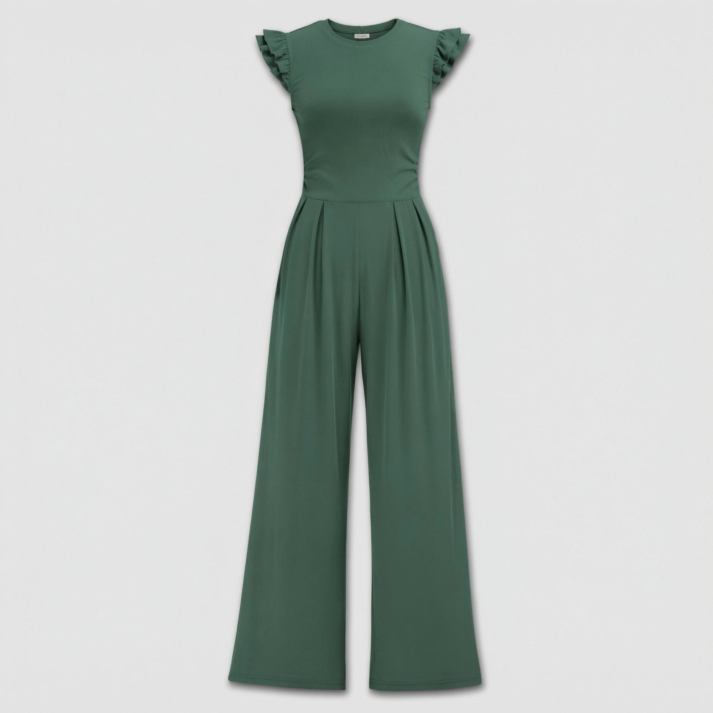 Ekouaer Women's Ruffle Cap Sleeve Crew Neck Wide Leg Jumpsuit