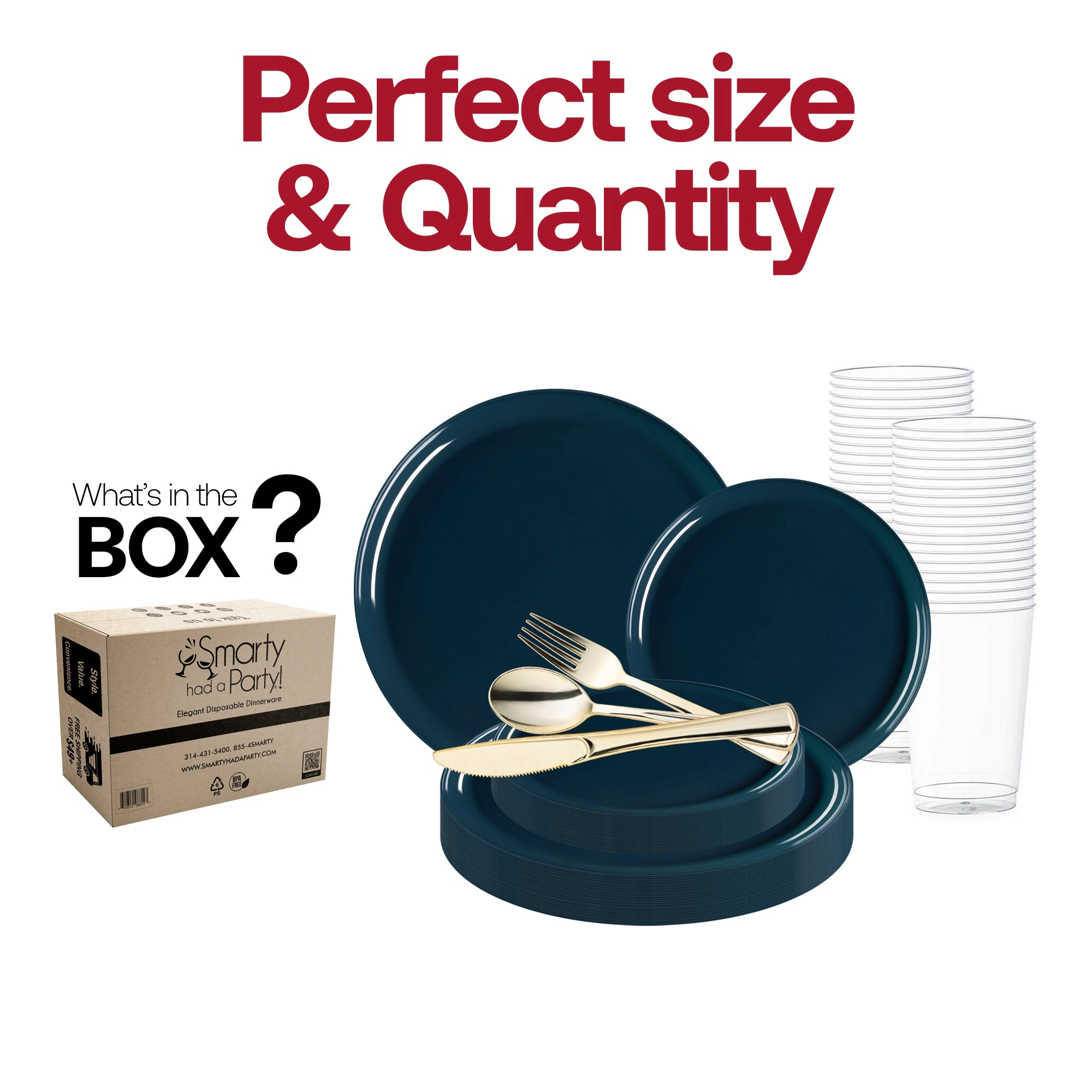 Smarty Had A Party Navy Flat Round Disposable Plastic Wedding Value Set