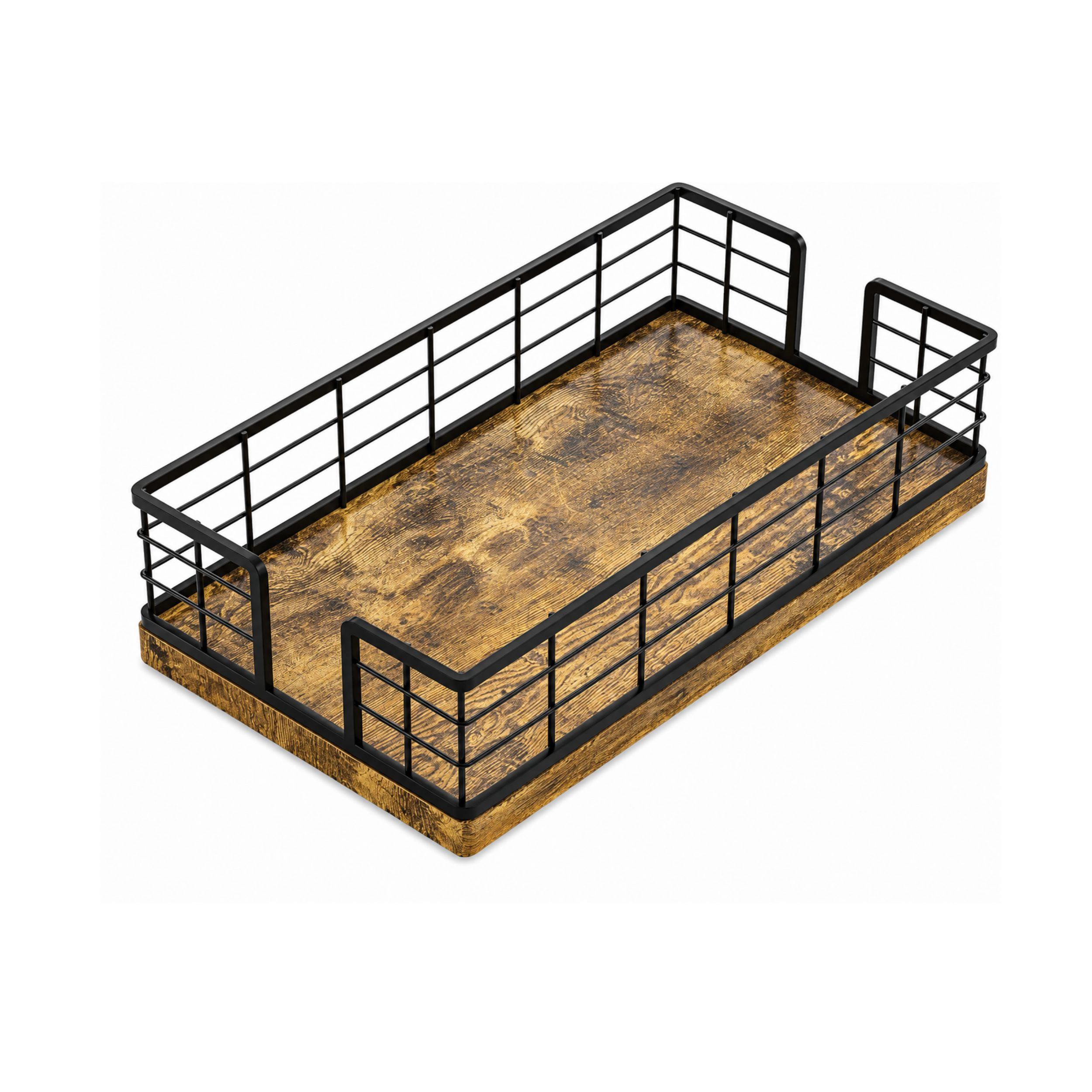 Stock Preferred Iron and Wood Guest Towel Holder Tray for Bathroom Napkins