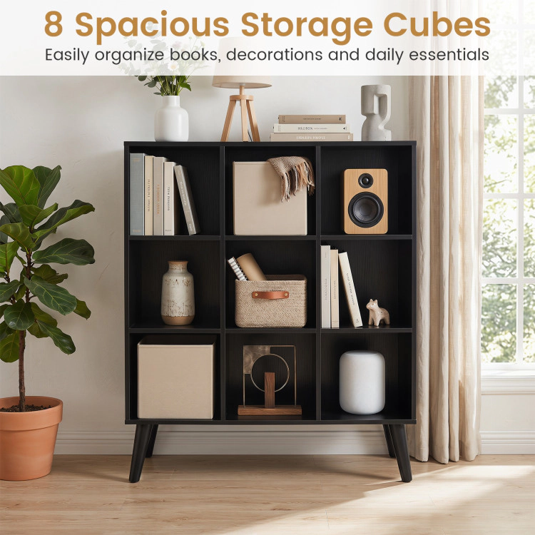 Hivvago 8-Cube Bookcase with Raised Support Legs for Living Room