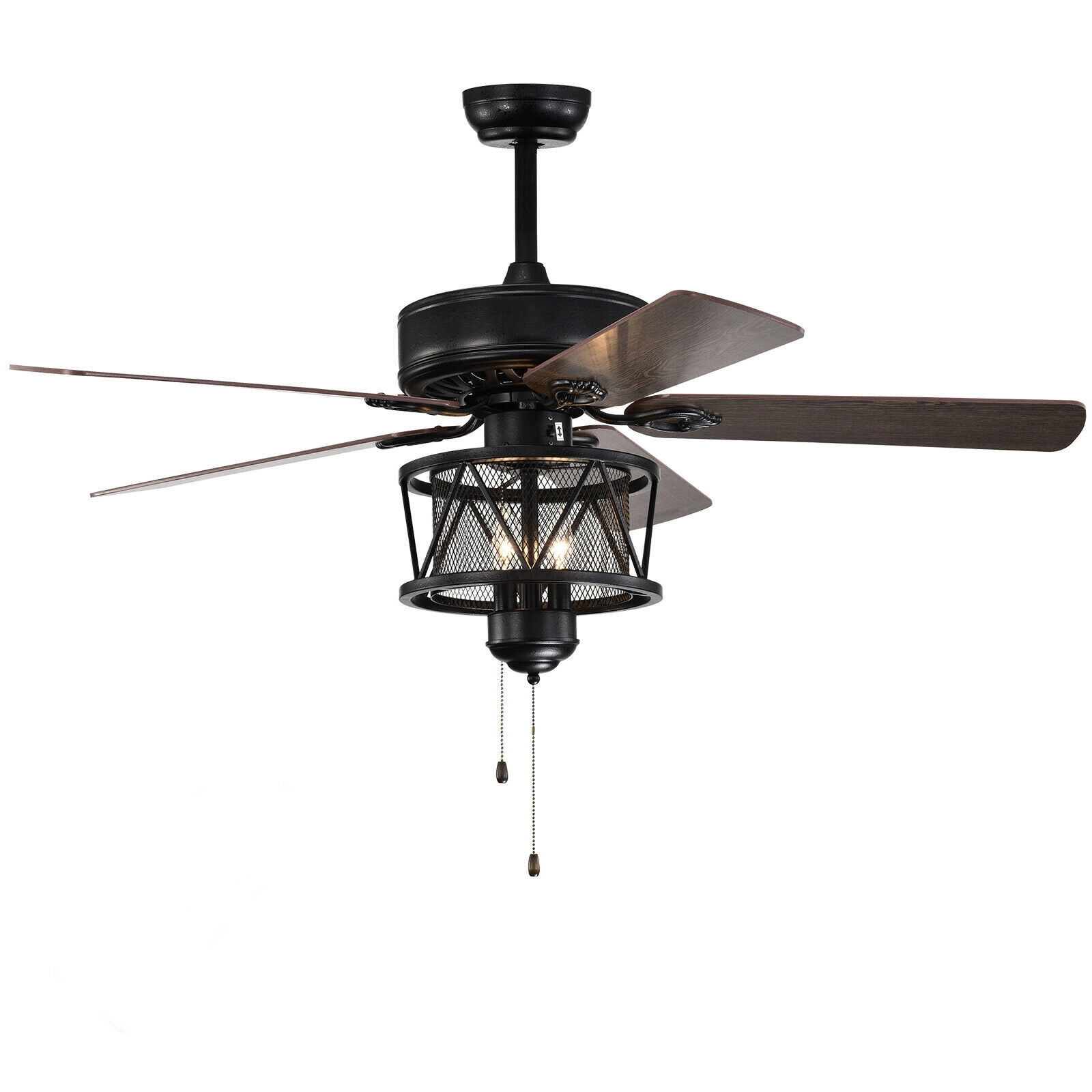 SUGIFT 50-Inch 5-Blade Ceiling Fan with Light, 3-Speed Pull Chains, Reversible Motor, Black