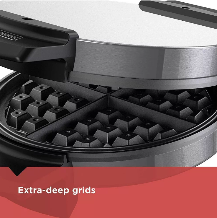 BLACK+DECKER Electric Belgian Waffle Maker, Chrome