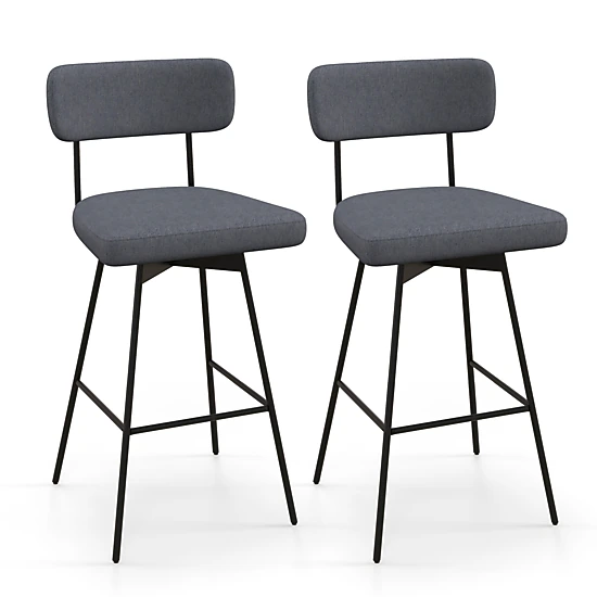 Glintex 2-Piece 29-Inch Upholstered Swivel Bar Stool Set with Padded Back