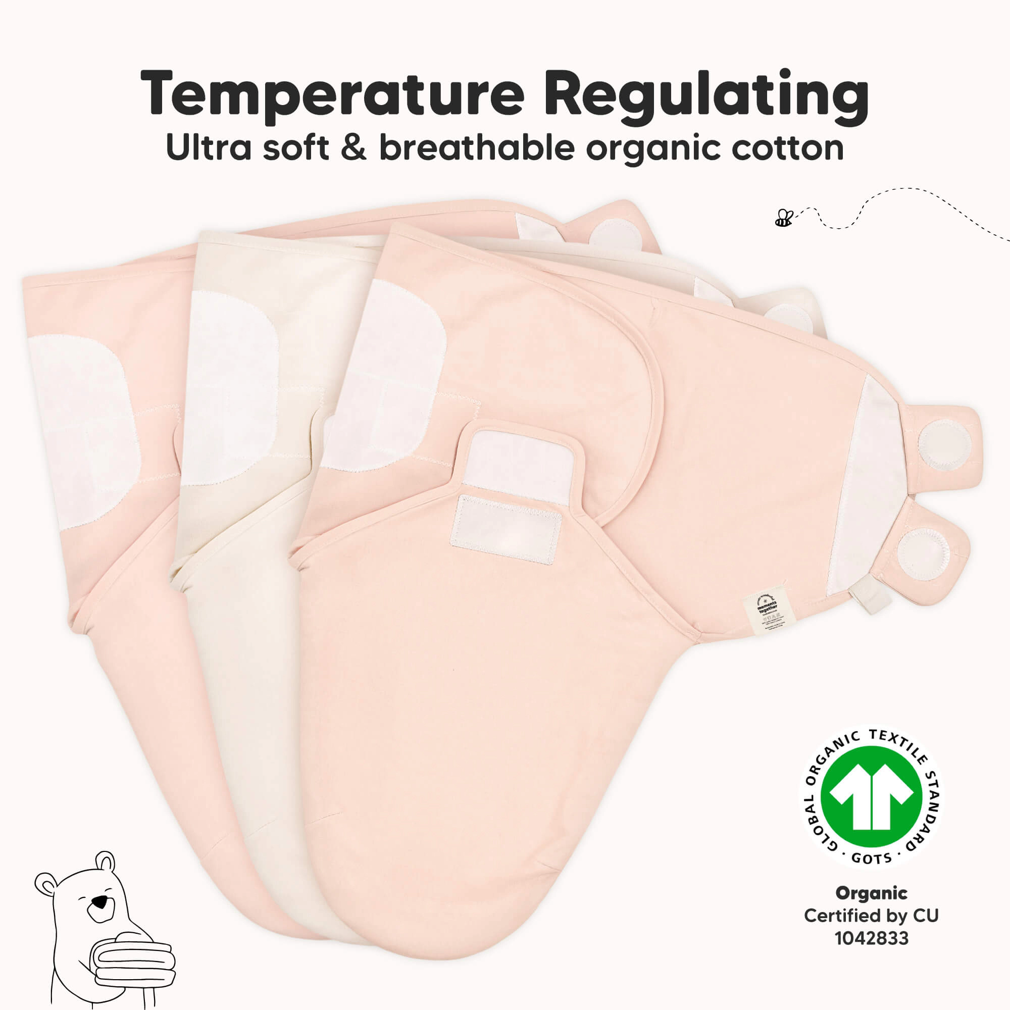 KeaBabies 3-Pack Soothe Swaddle Wraps