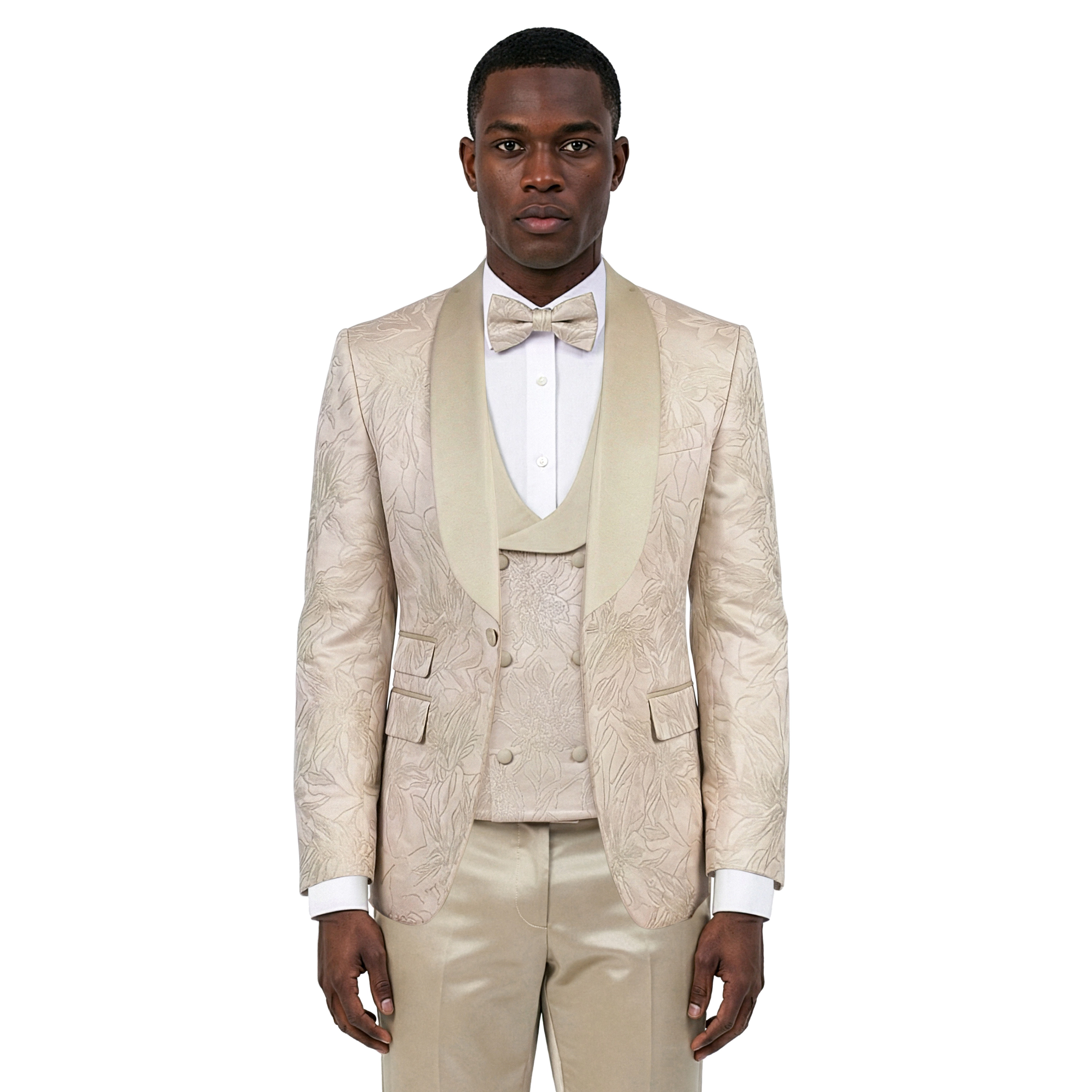 Tazzio Men’s Wide Satin Shawl Collar 3-Piece Tuxedo Set