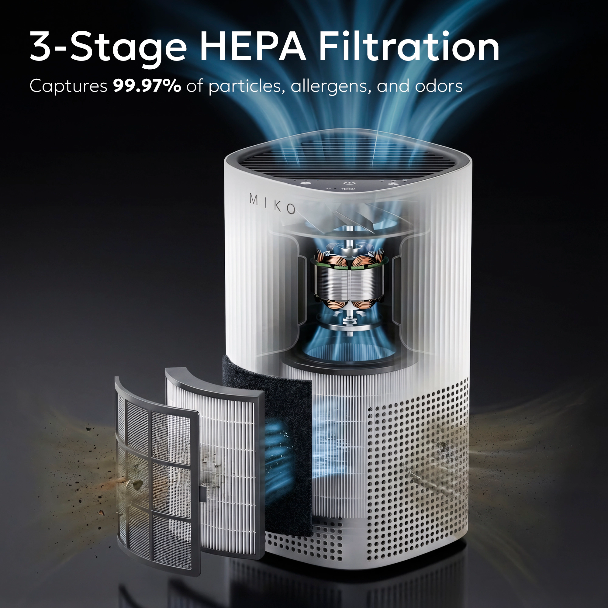Miko Essence A-200 Air Purifier with HEPA Filtration and Aromatherapy 600 Sq Ft