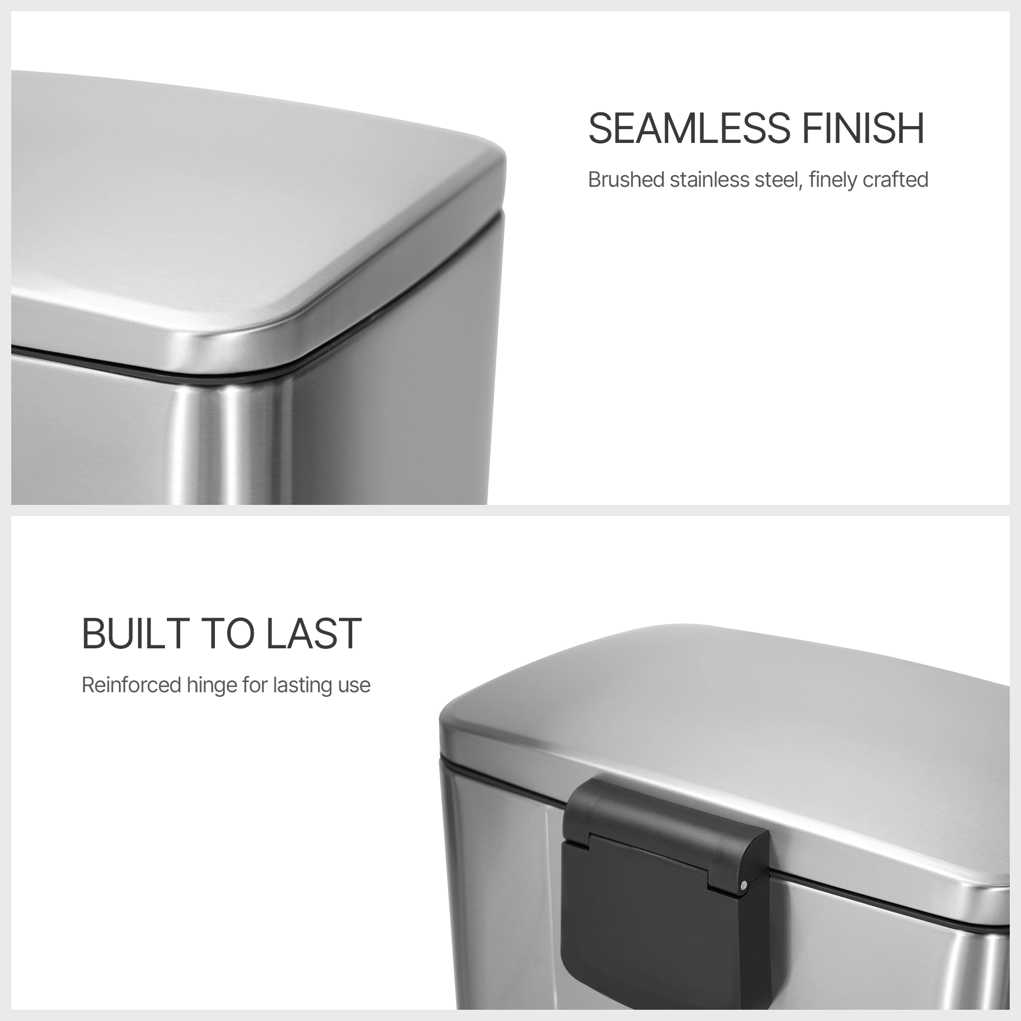 Innovaze 13 Gal./50 Liter Rectangular Stainless Steel Step-on Trash Can for Kitchen