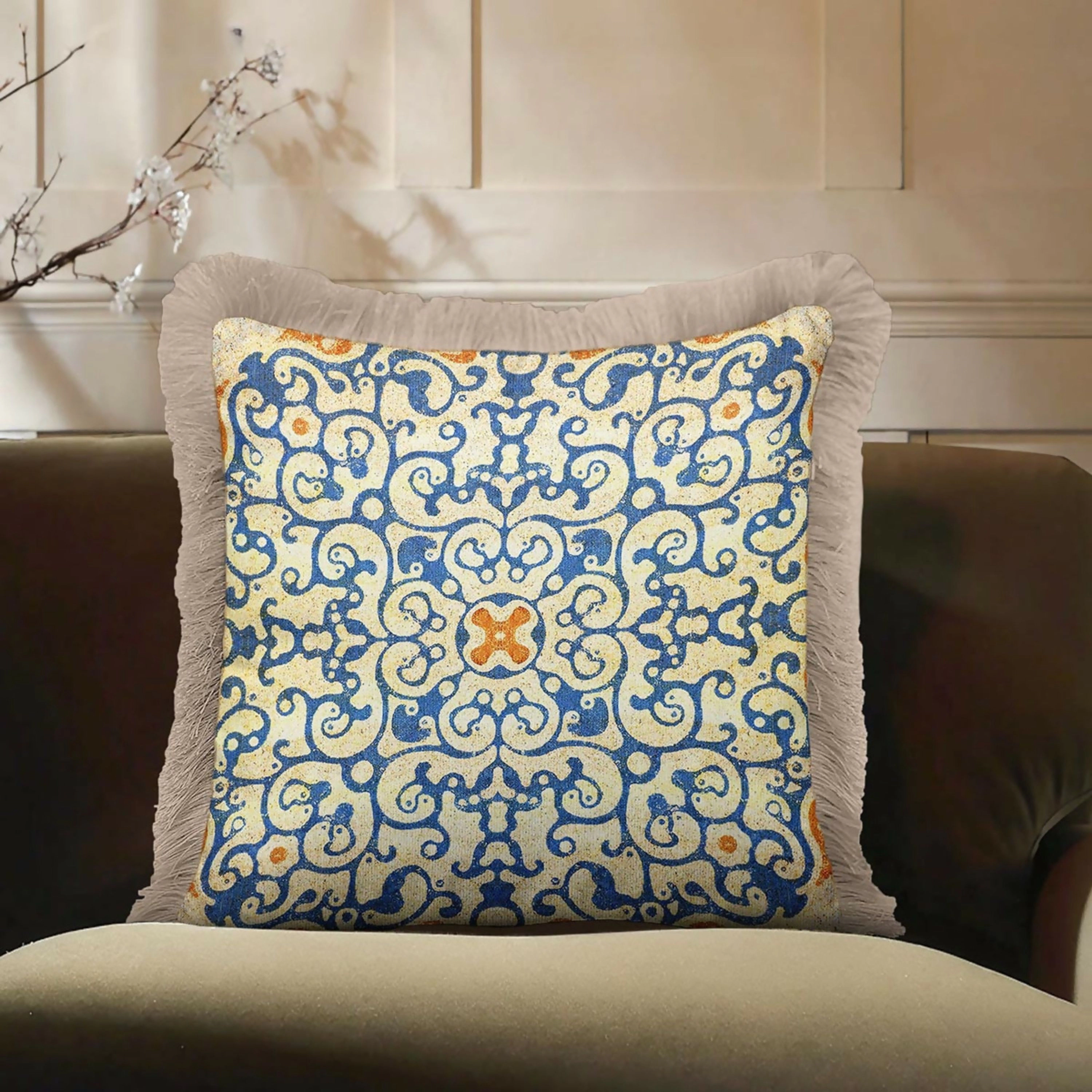 Wear Sierra Geometric Ornament Tasselled Set of 2 Throw Pillow Cover