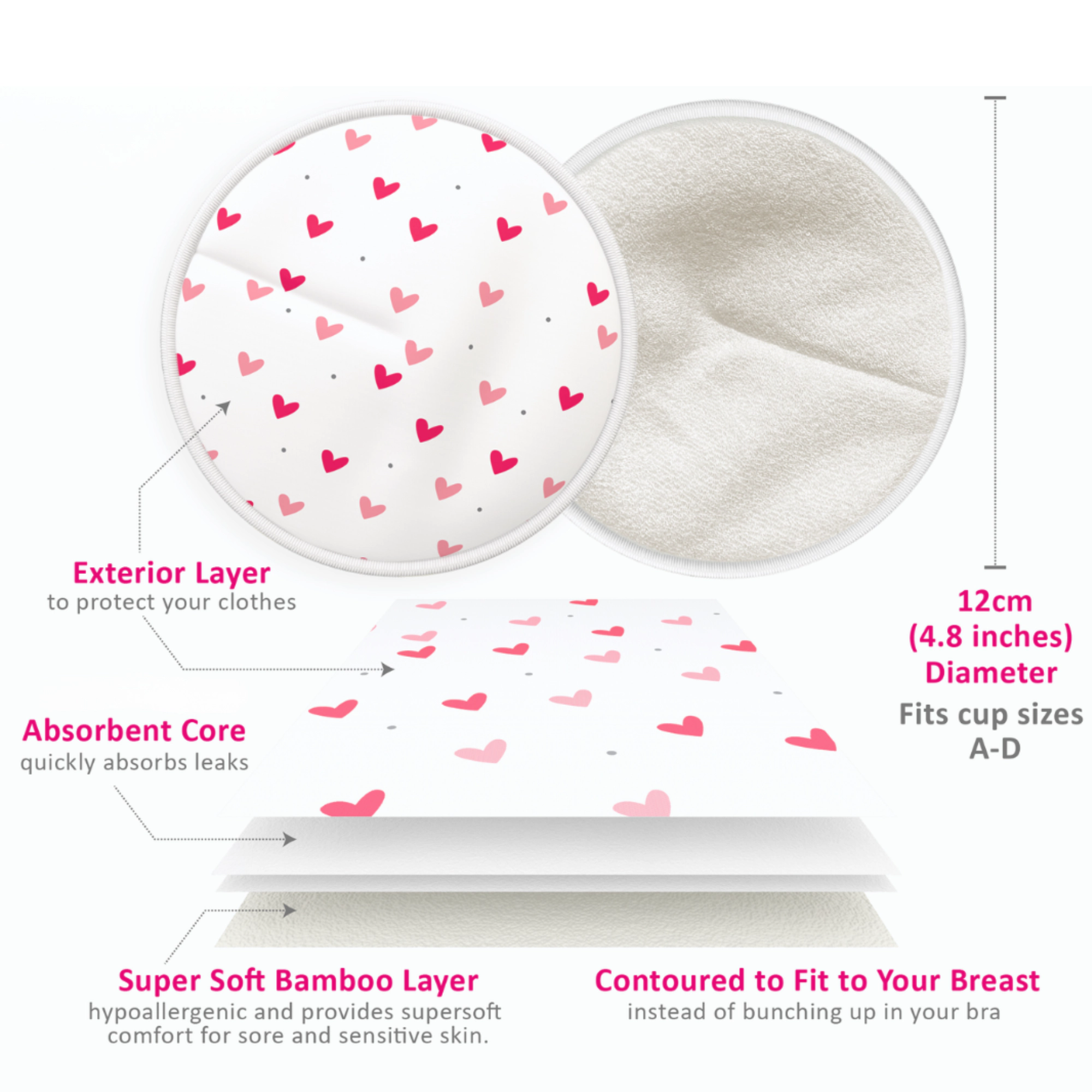 Ninja Mama Women's Super Soft Bamboo Washable Breast Pads - Pack of 14 - (7 Pairs)