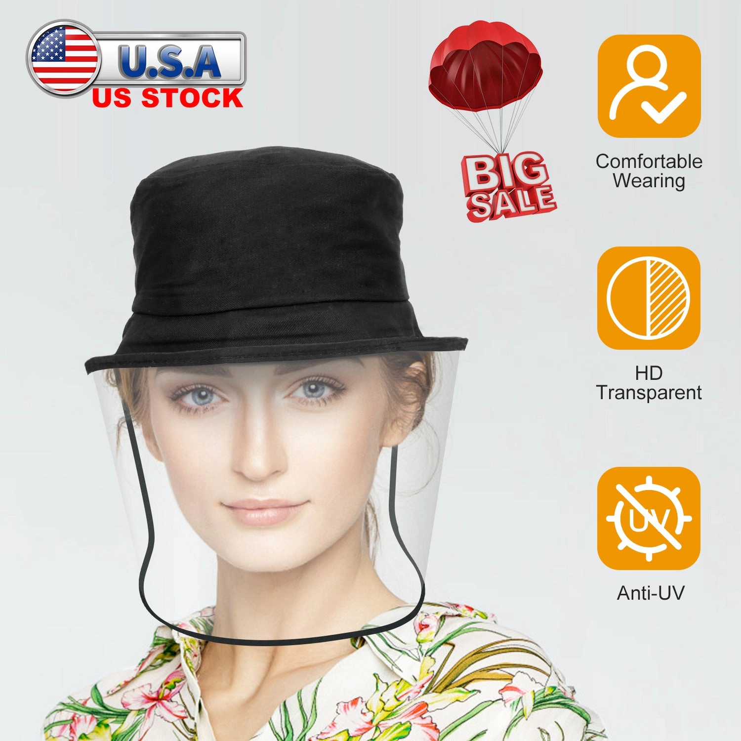 GBruno Protective Face Shield Bucket Hat With Sun Cover